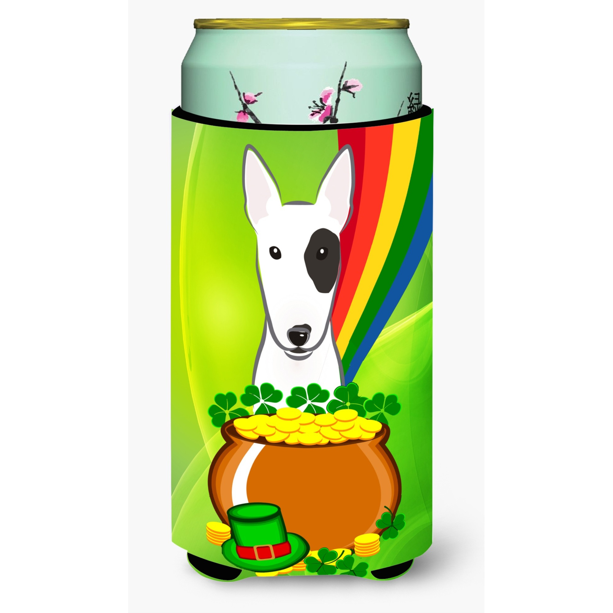 &quotCaroline's Treasures BB1953TBC "&quotBull Terrier St. Patrick's Day"" Tall Boy Hugger Koozie, Multicolor"