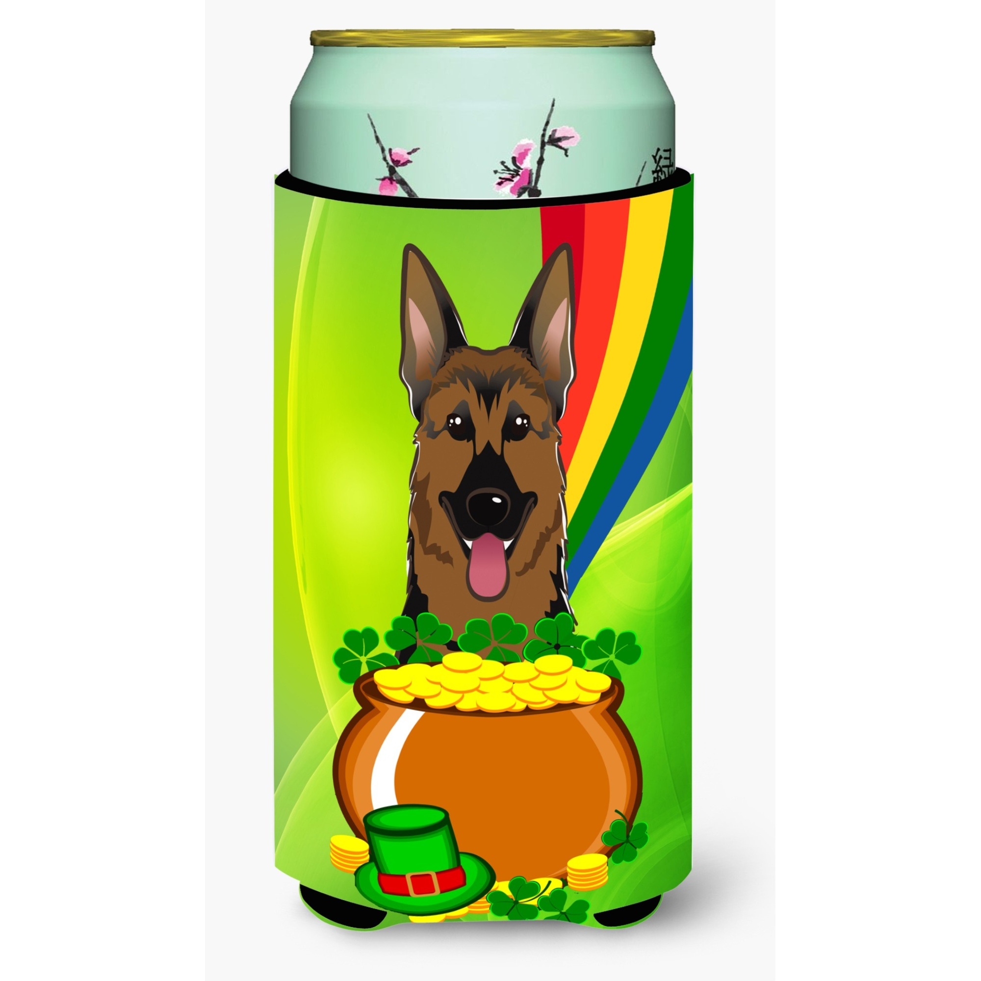 &quotCaroline's Treasures BB1955TBC "&quotGerman Shepherd St. Patrick's Day"" Tall Boy Hugger Koozie, Multicolor"