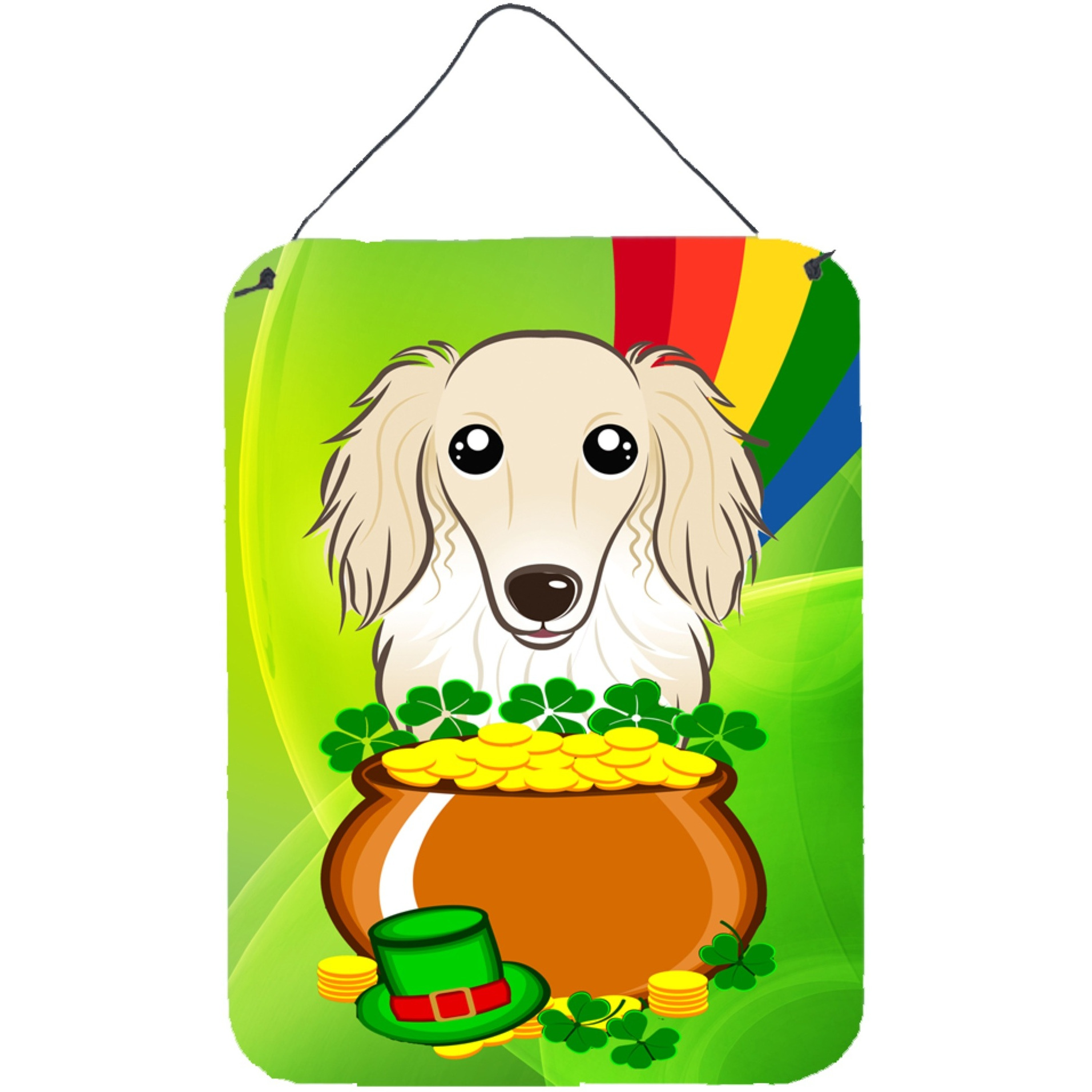 &quotCaroline's Treasures Longhair Creme Dachshund St. Patrick's Day Wall or Door Hanging Prints BB1956DS1216, 16HX12W, Multicolor"