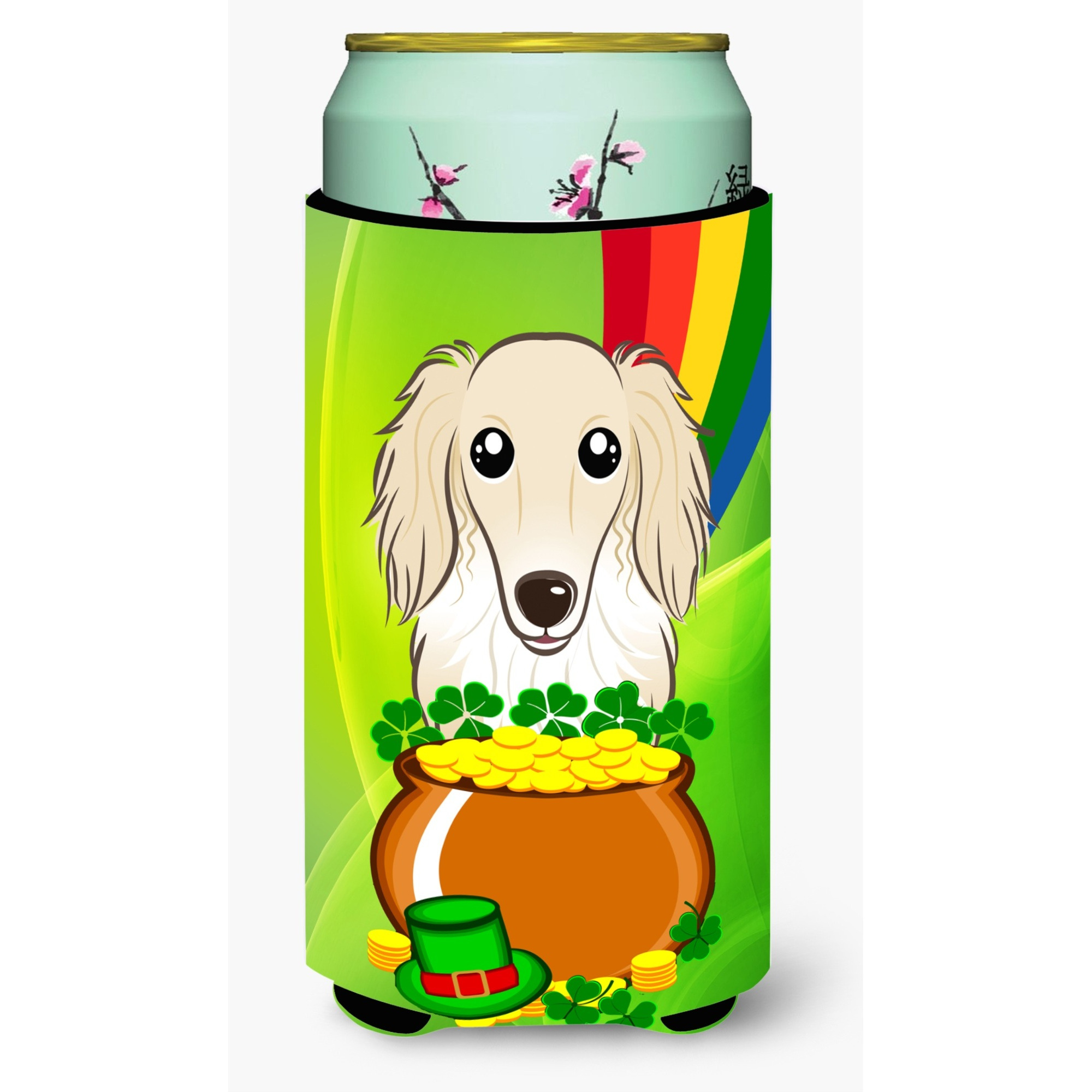 &quotCaroline's Treasures BB1956TBC "&quotLonghair Crme Dachshund St. Patrick's Day"" Tall Boy Hugger Koozie, Multicolor"
