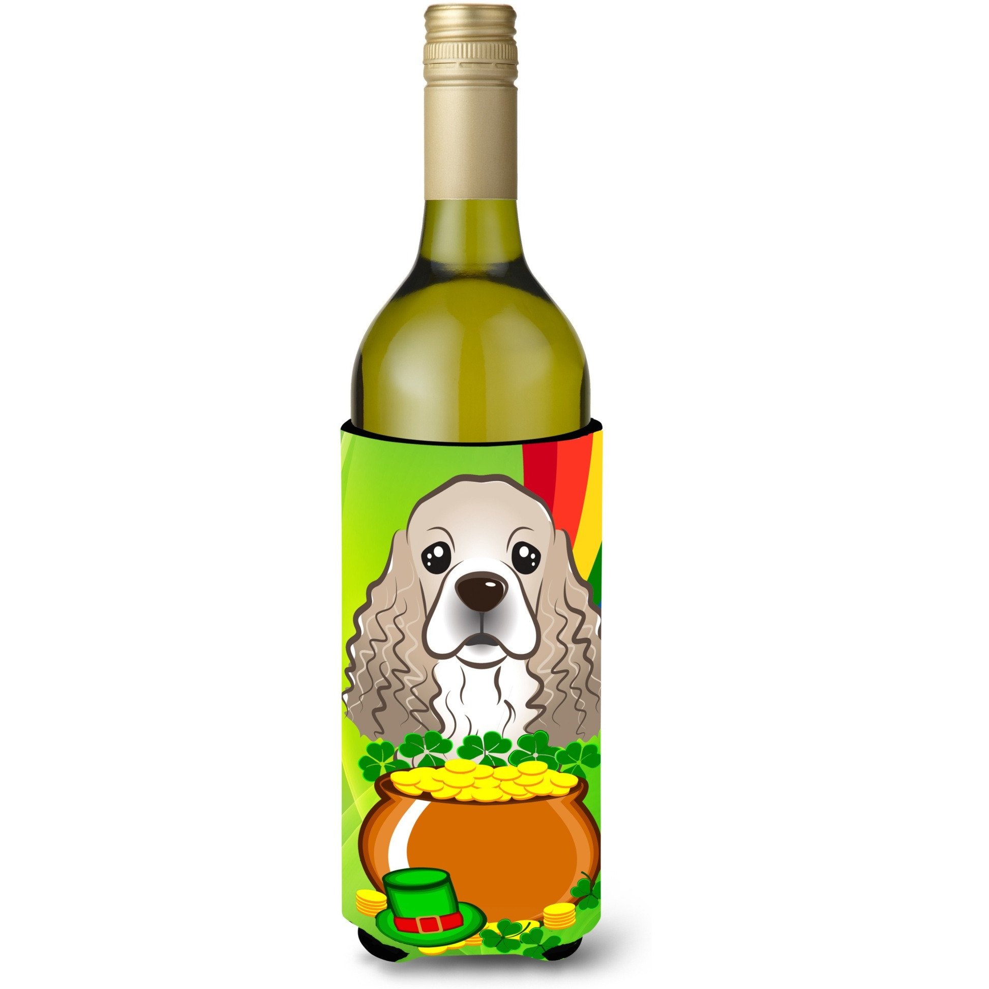 &quotCaroline's Treasures BB1960LITERK "&quotCocker Spaniel St. Patrick's Day"" Wine Bottle Hugger Koozie, 750ml, Multicolor"