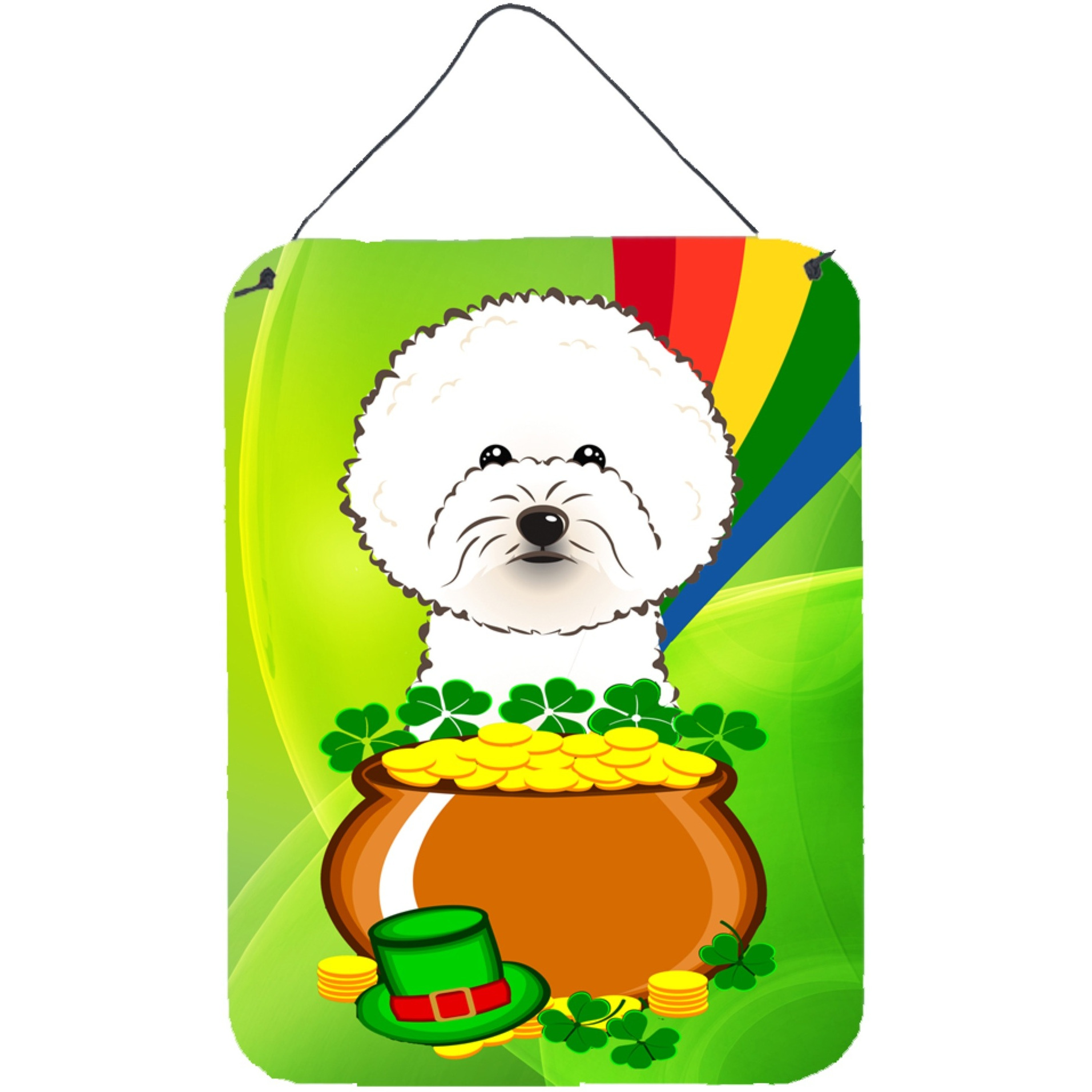 &quotCaroline's Treasures Bichon Frise St. Patrick's Day Wall or Door Hanging Prints BB1961DS1216, 16HX12W, Multicolor"