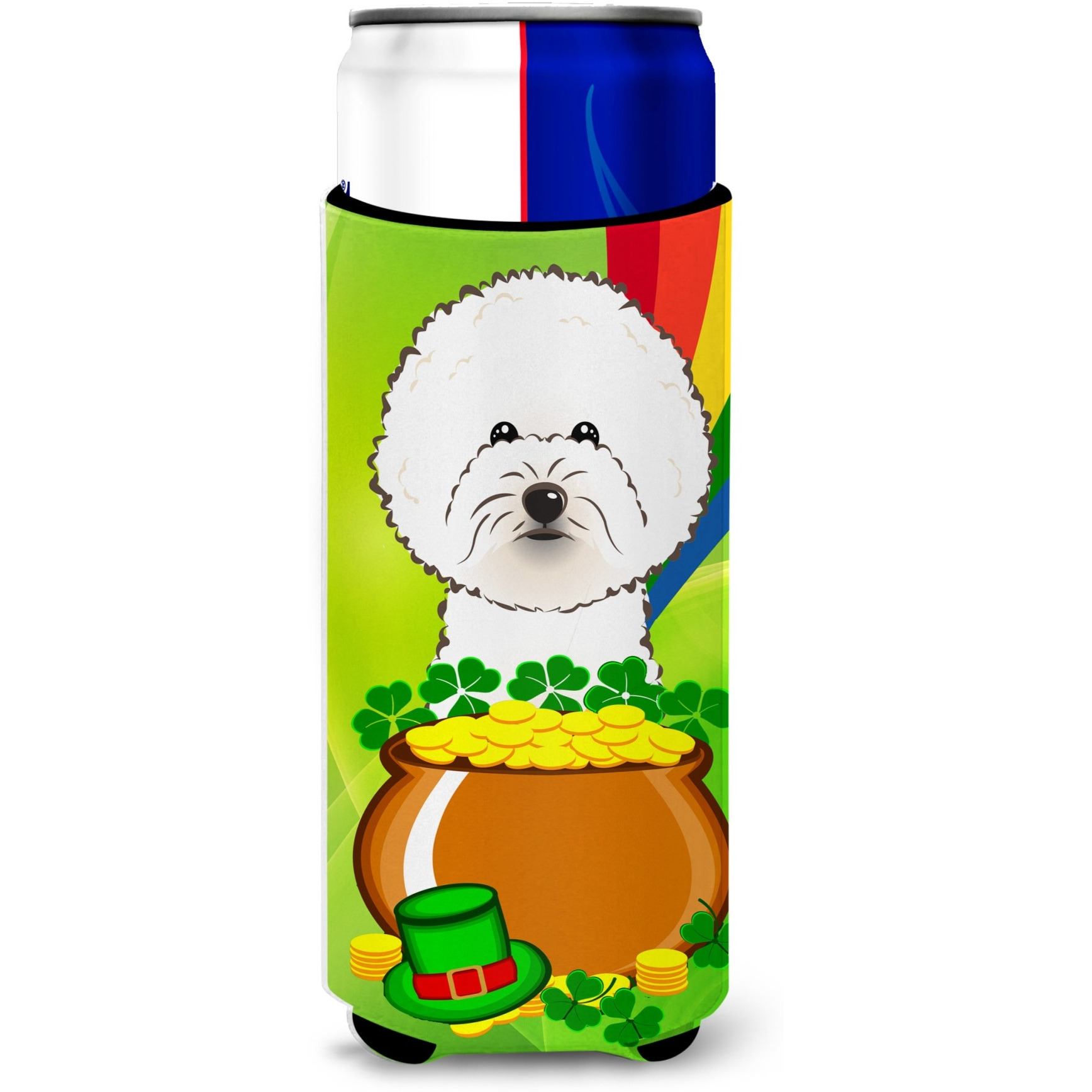 &quotCaroline's Treasures BB1961MUK "&quotBichon Frise St. Patrick's Day Michelob Ultra Koozies for Slim Cans, Multicolor"