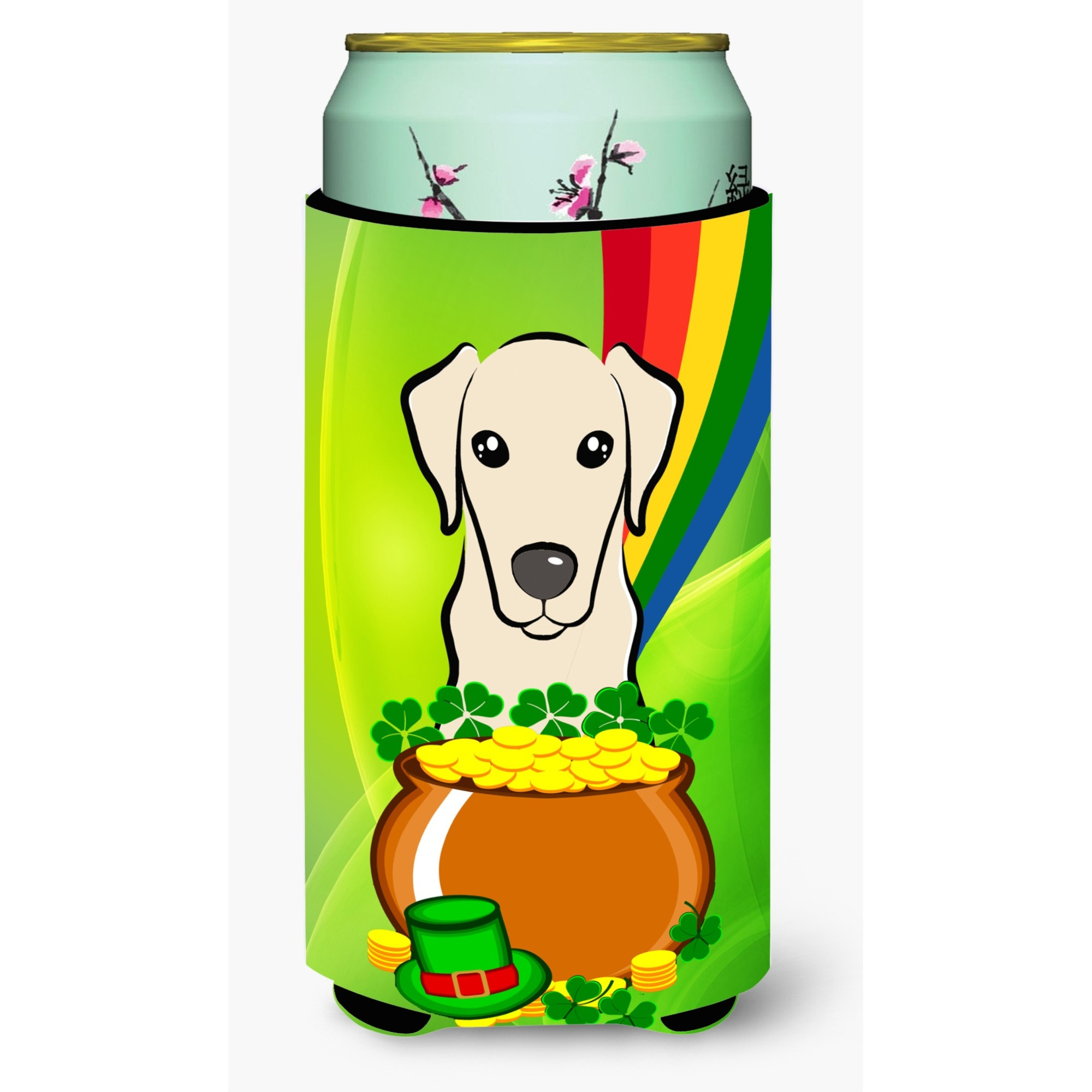 &quotCaroline's Treasures BB1966TBC "&quotYellow Labrador St. Patrick's Day"" Tall Boy Hugger Koozie, Multicolor"