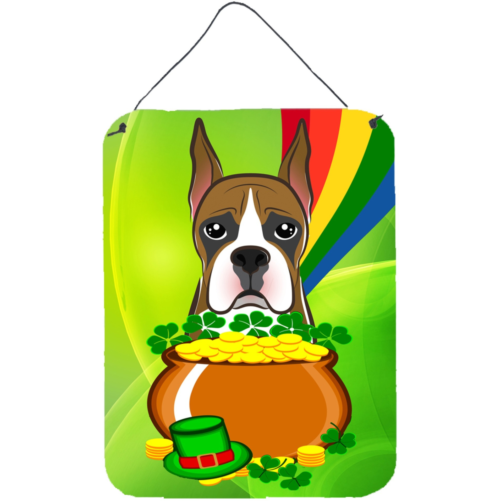 &quotCaroline's Treasures Boxer St. Patrick's Day Wall or Door Hanging Prints BB1967DS1216, 16HX12W, Multicolor"