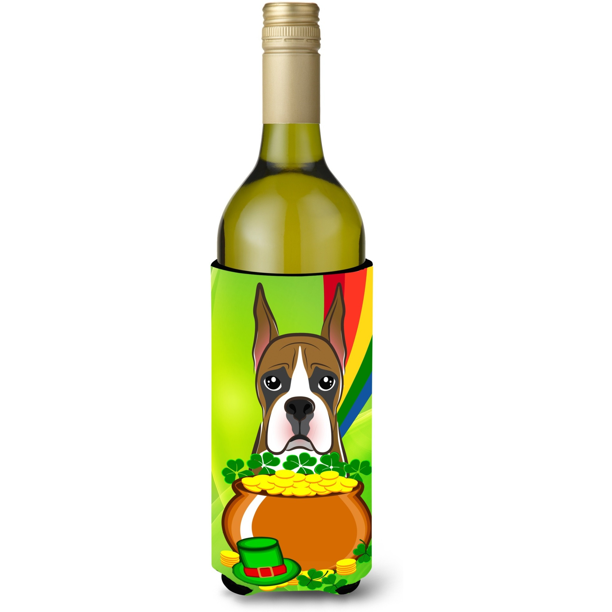 &quotCaroline's Treasures BB1967LITERK "&quotBoxer St. Patrick's Day"" Wine Bottle Hugger Koozie, 750ml, Multicolor"