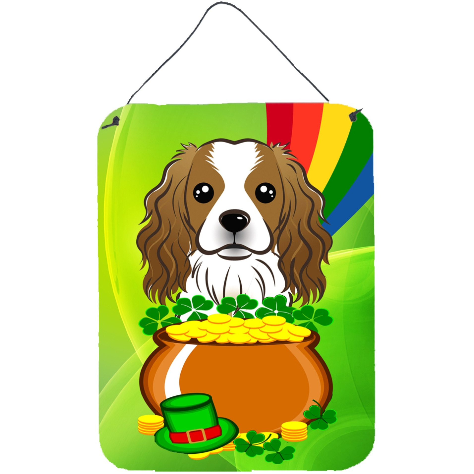 &quotCaroline's Treasures Cavalier Spaniel St. Patrick's Day Wall or Door Hanging Prints BB1968DS1216, 16HX12W, Multicolor"