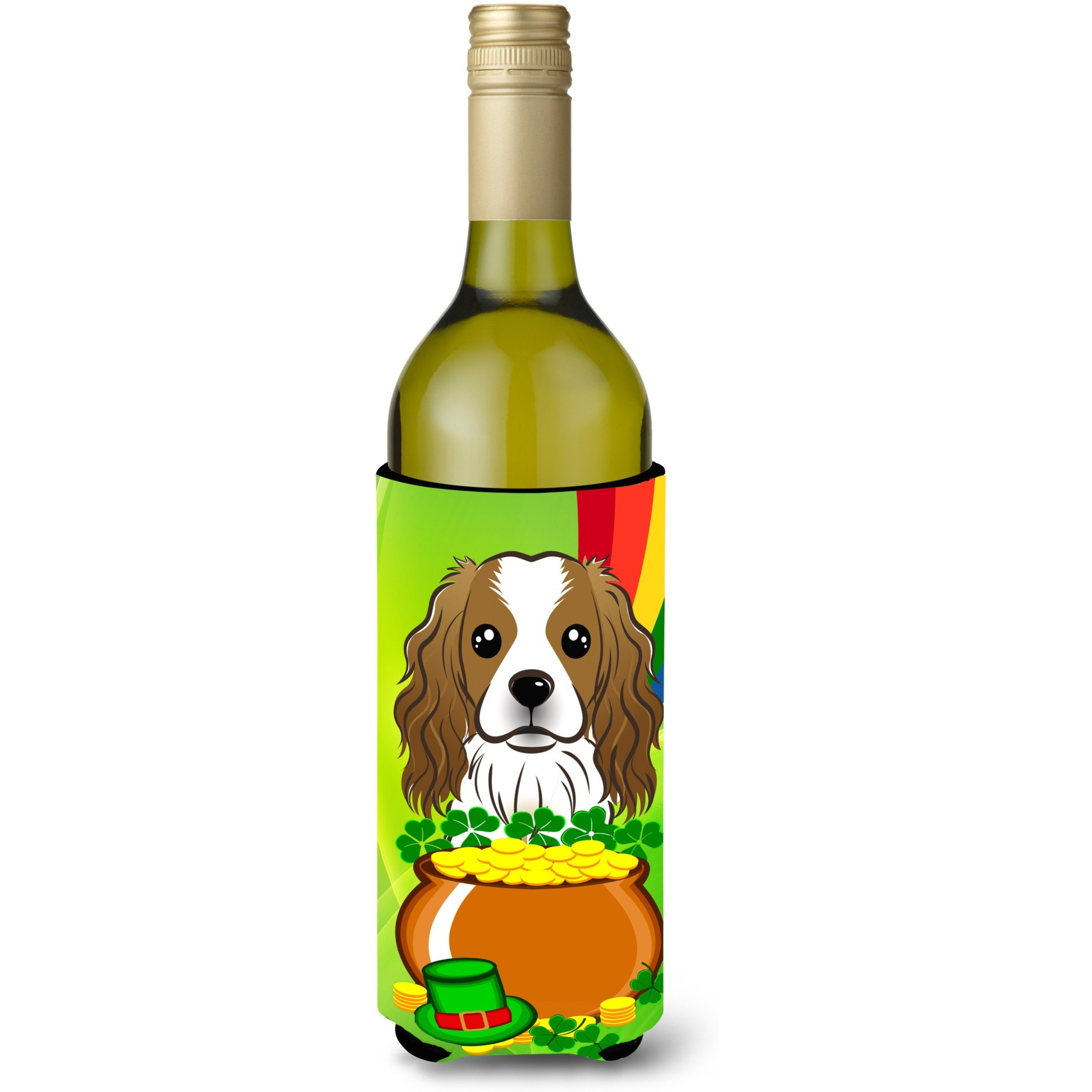 &quotCaroline's Treasures BB1968LITERK "&quotCavalier Spaniel St. Patrick's Day"" Wine Bottle Hugger Koozie, 750ml, Multicolor"