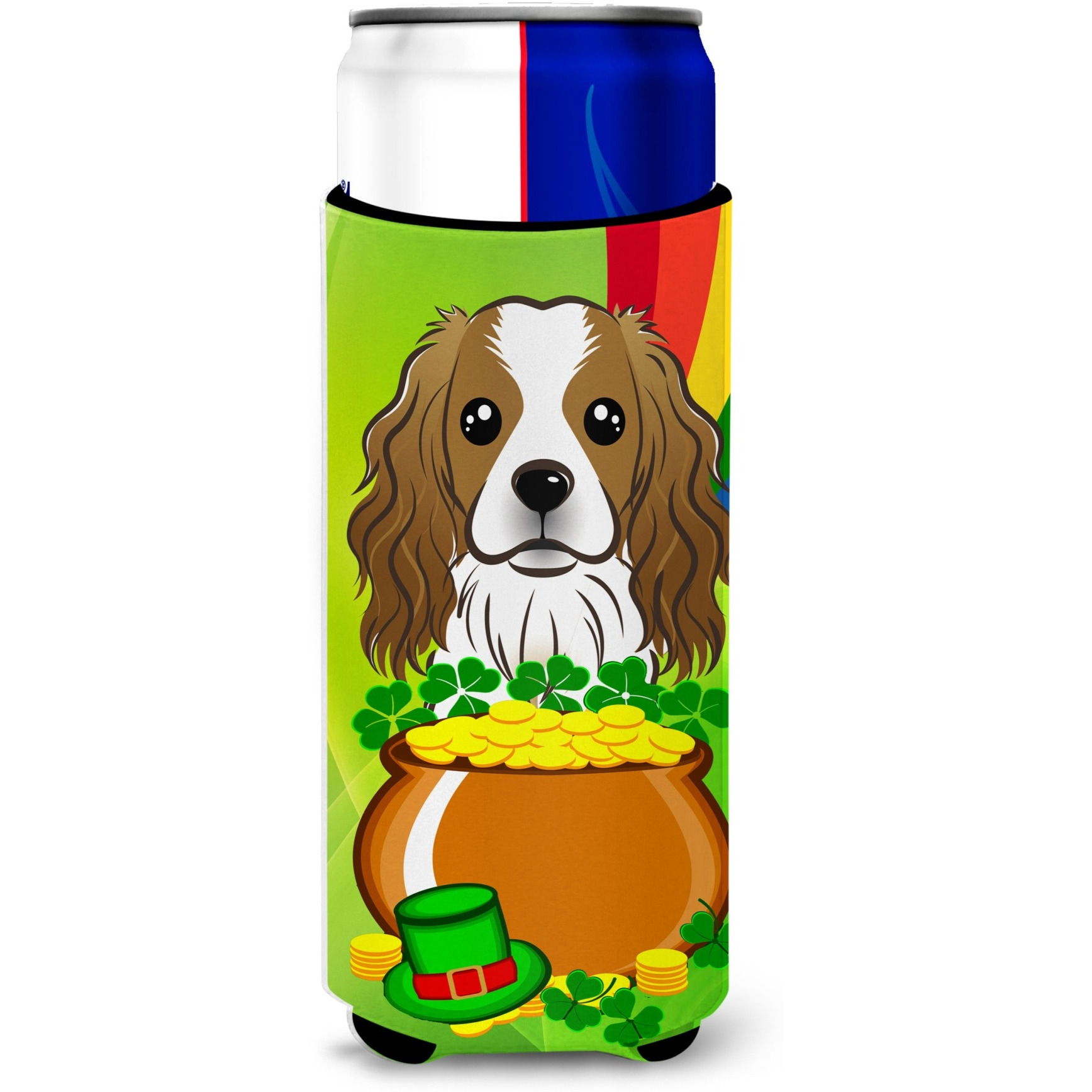 &quotCaroline's Treasures BB1968MUK "&quotCavalier Spaniel St. Patrick's Day Michelob Ultra Koozies for Slim Cans, Multicolor"