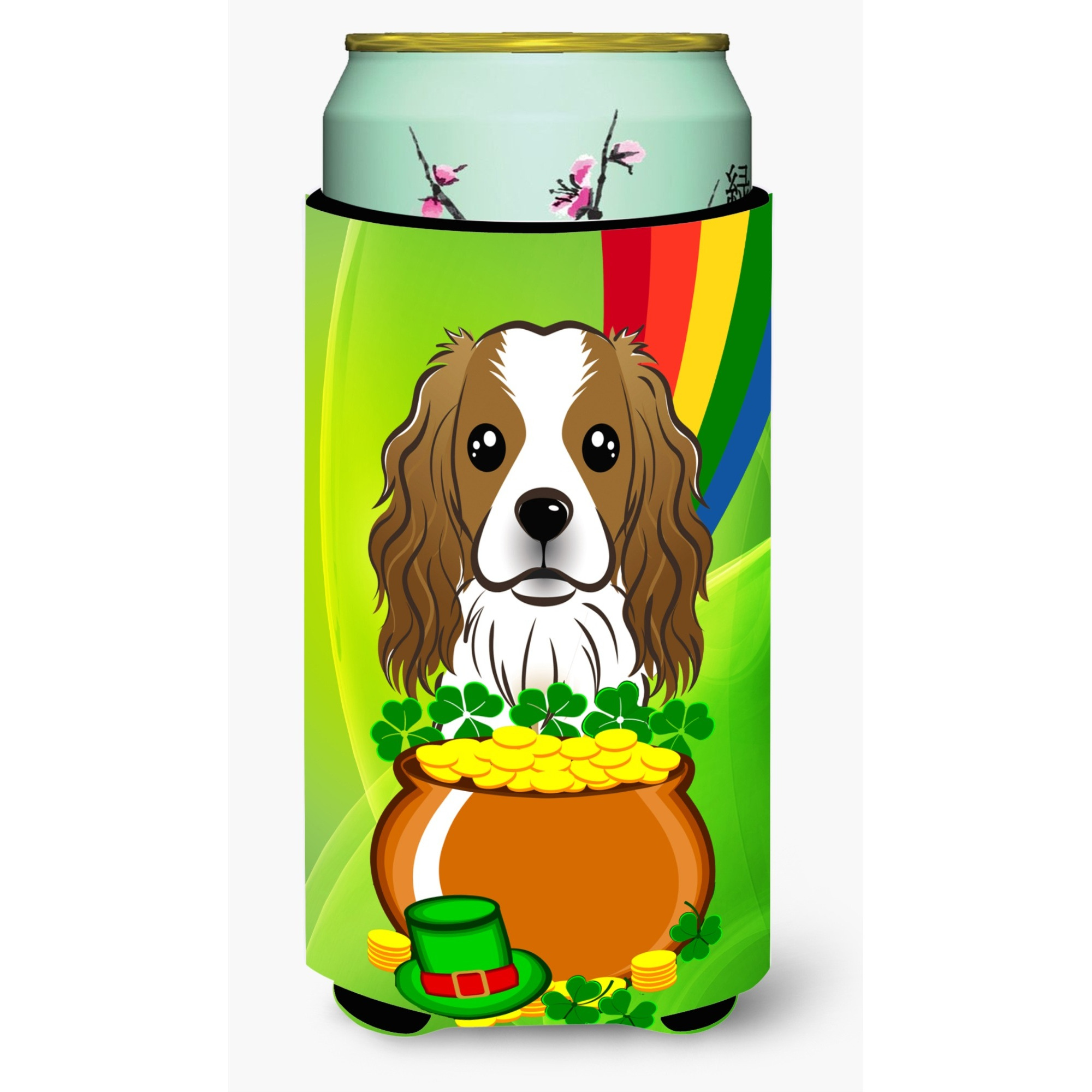 &quotCaroline's Treasures BB1968TBC "&quotCavalier Spaniel St. Patrick's Day"" Tall Boy Hugger Koozie, Multicolor"