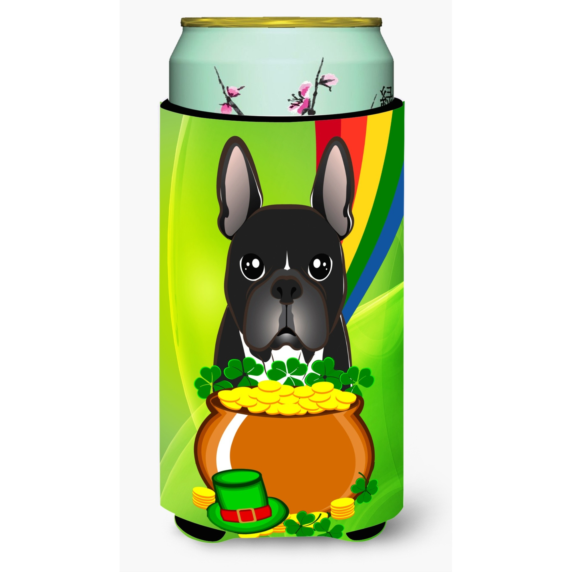 &quotCaroline's Treasures BB1971TBC "&quotFrench Bulldog St. Patrick's Day"" Tall Boy Hugger Koozie, Multicolor"