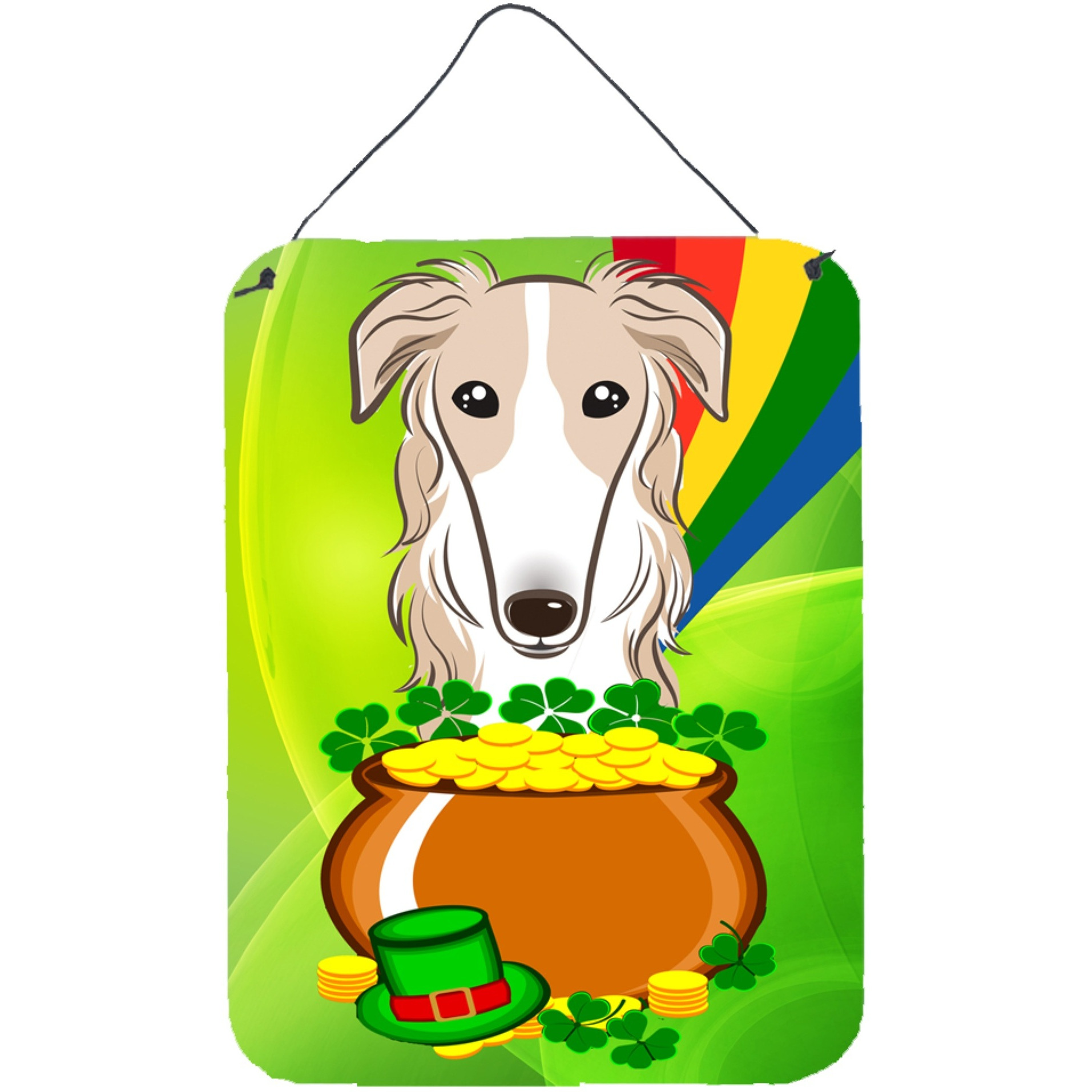 &quotCaroline's Treasures Borzoi St. Patrick's Day Wall or Door Hanging Prints BB1972DS1216, 16HX12W, Multicolor"