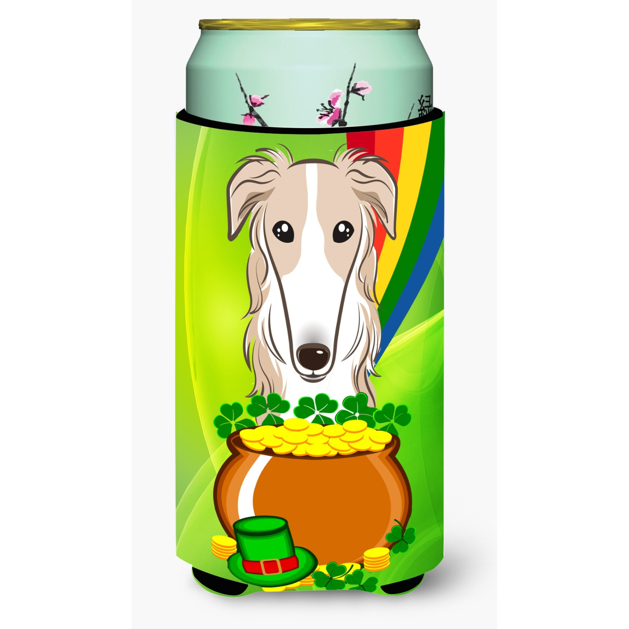&quotCaroline's Treasures BB1972TBC "&quotBorzoi St. Patrick's Day"" Tall Boy Hugger Koozie, Multicolor"
