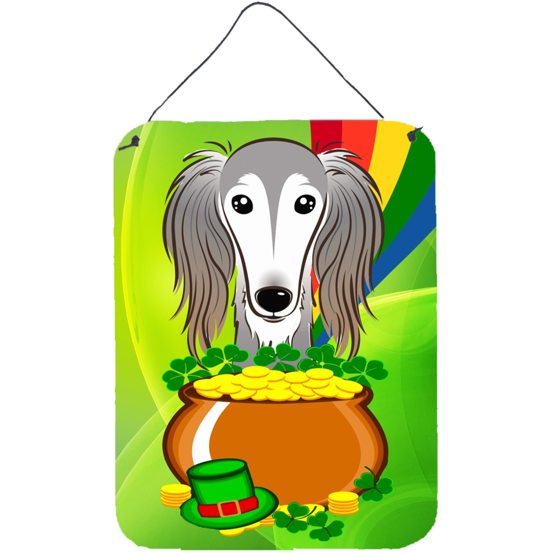 &quotCaroline's Treasures Saluki St. Patrick's Day Wall or Door Hanging Prints BB1973DS1216, 16HX12W, Multicolor"