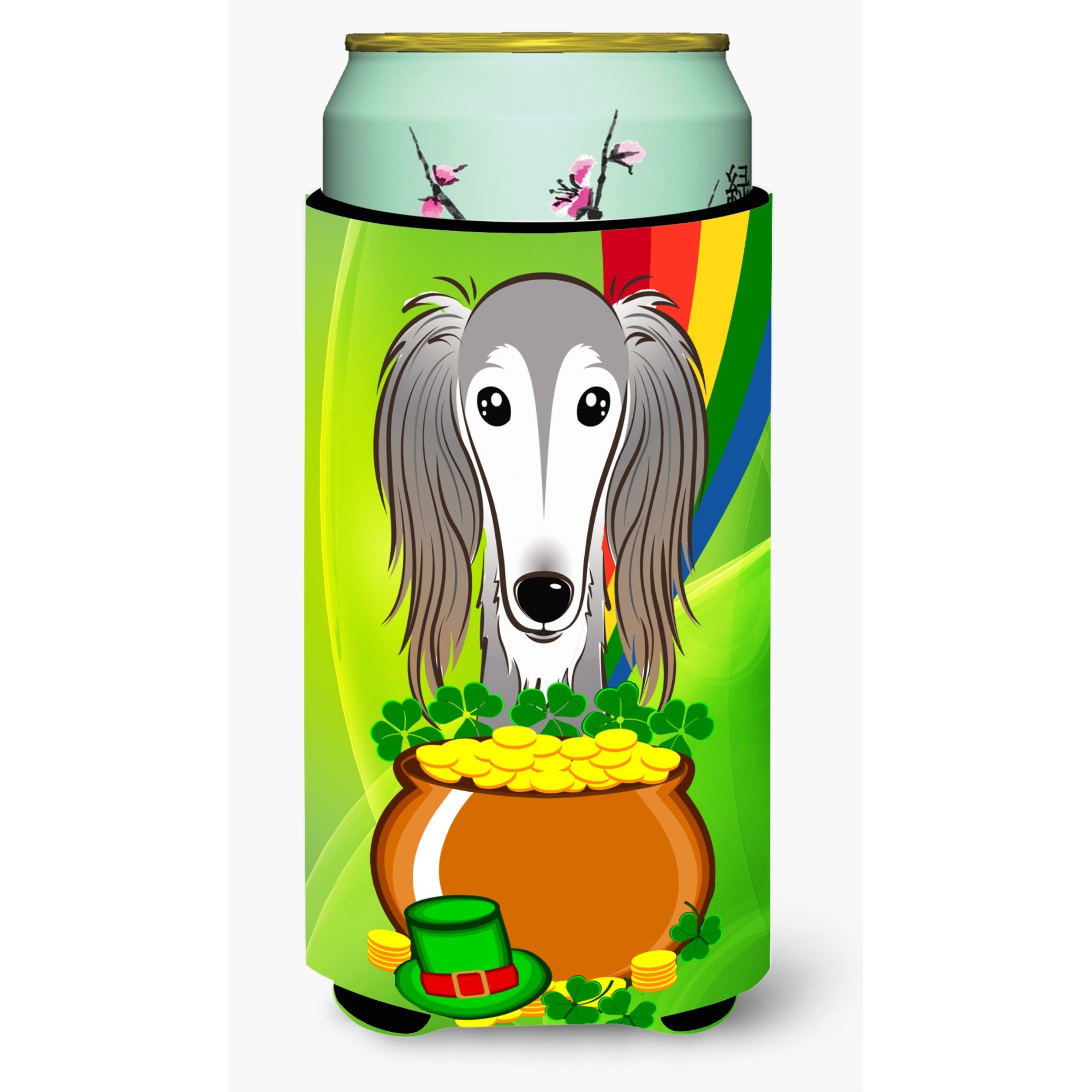 &quotCaroline's Treasures BB1973TBC "&quotSaluki St. Patrick's Day"" Tall Boy Hugger Koozie, Multicolor"