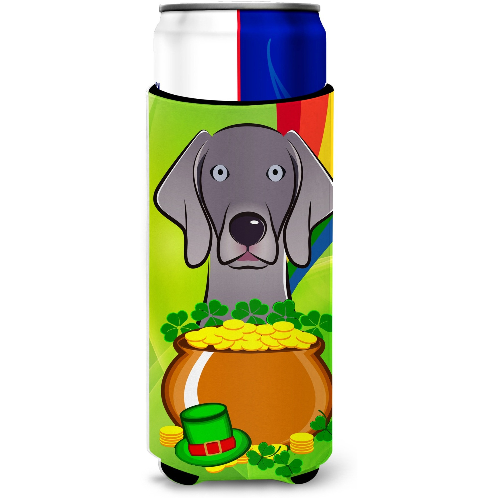 &quotCaroline's Treasures BB1975MUK "&quotWeimaraner St. Patrick's Day Michelob Ultra Koozies for Slim Cans, Multicolor"