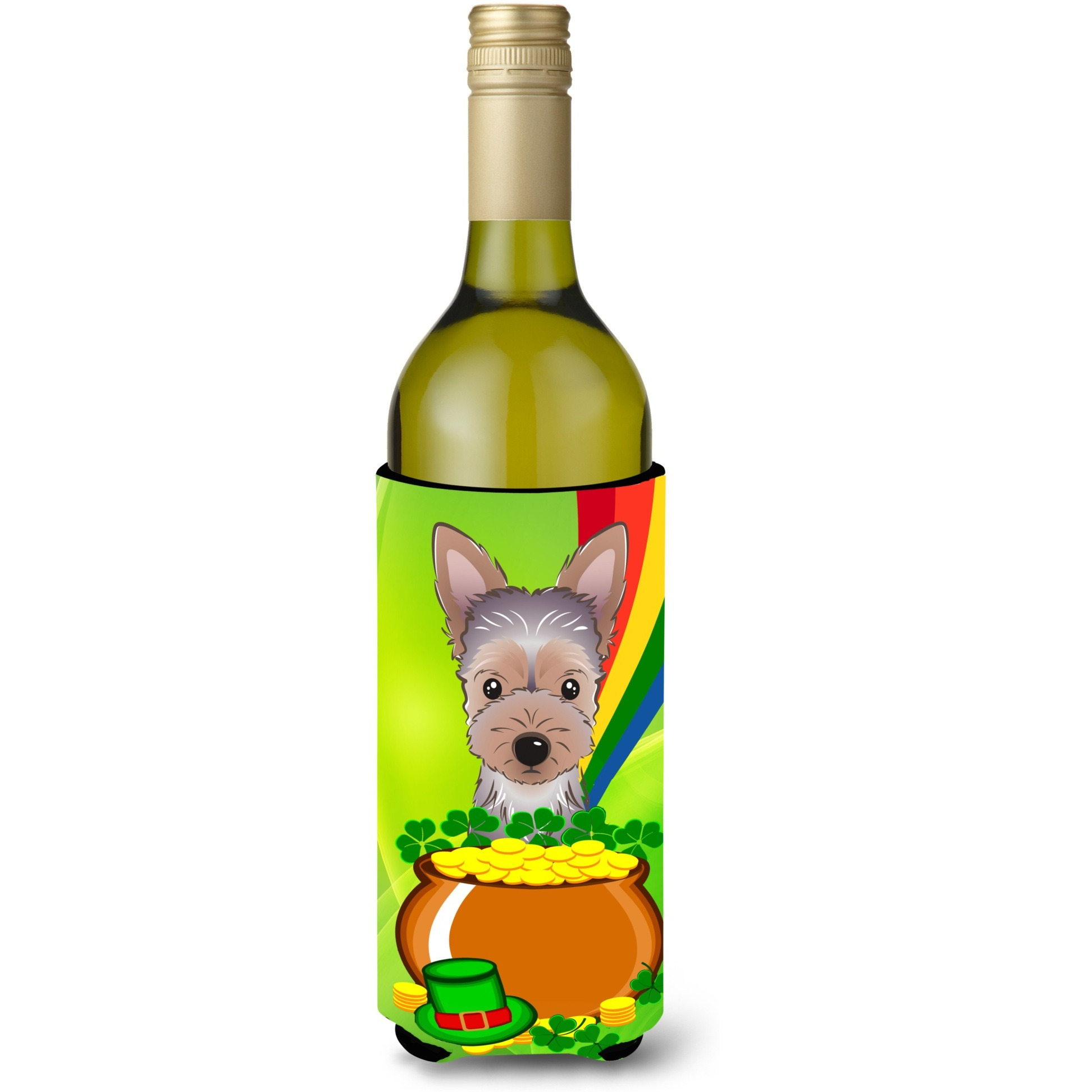 &quotCaroline's Treasures BB1976LITERK "&quotYorkie Puppy St. Patrick's Day"" Wine Bottle Hugger Koozie, 750ml, Multicolor"