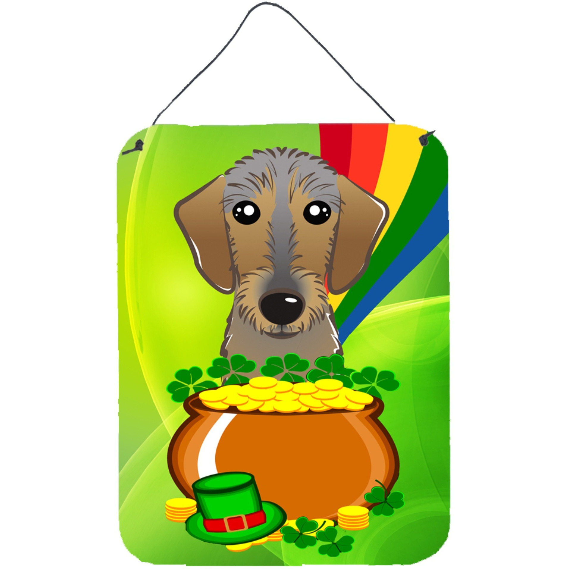 &quotCaroline's Treasures Wirehaired Dachshund St. Patrick's Day Wall or Door Hanging Prints BB1977DS1216, 16HX12W, Multicolor"