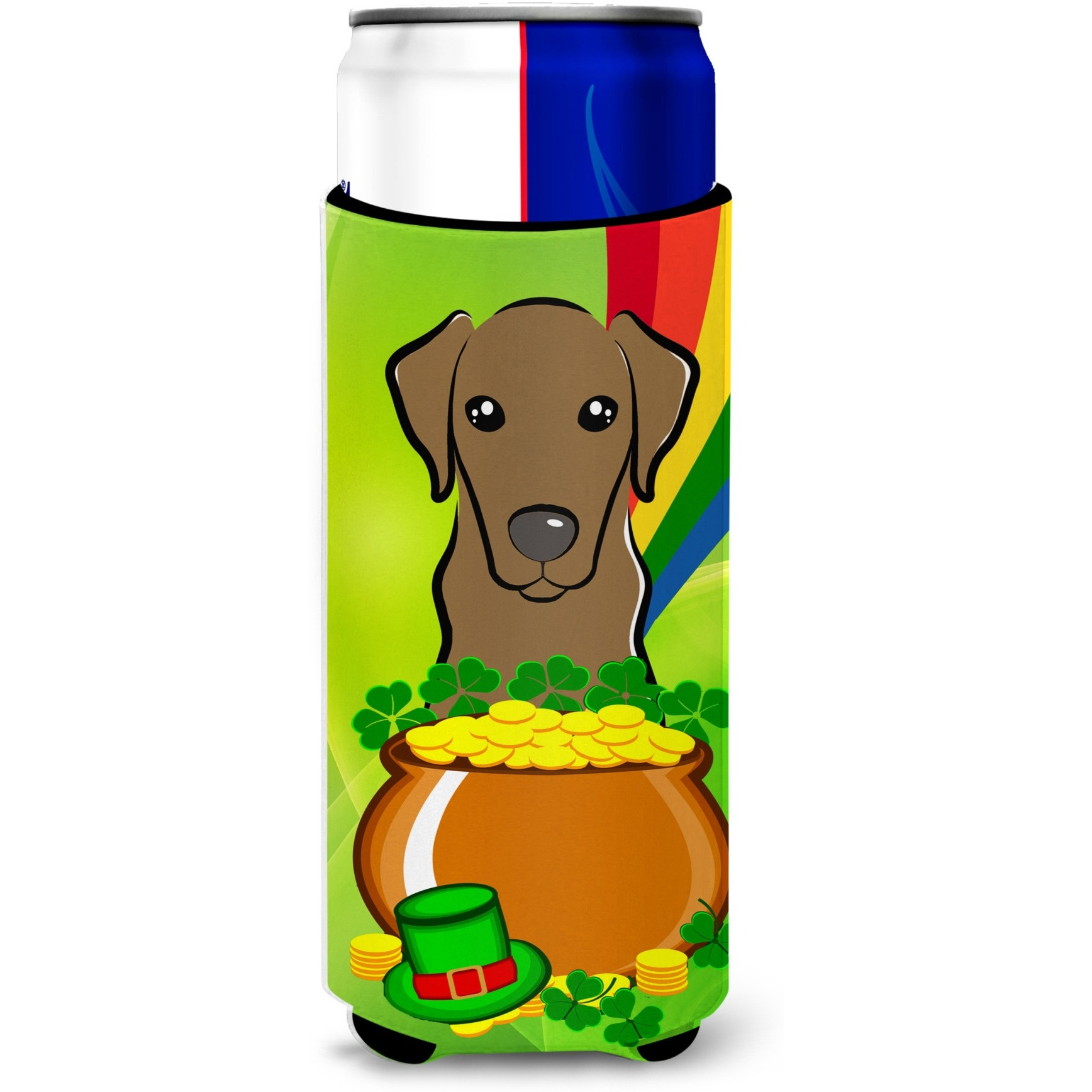 &quotCaroline's Treasures BB1978MUK "&quotChocolate Labrador St. Patrick's Day Michelob Ultra Koozies for Slim Cans, Multicolor"