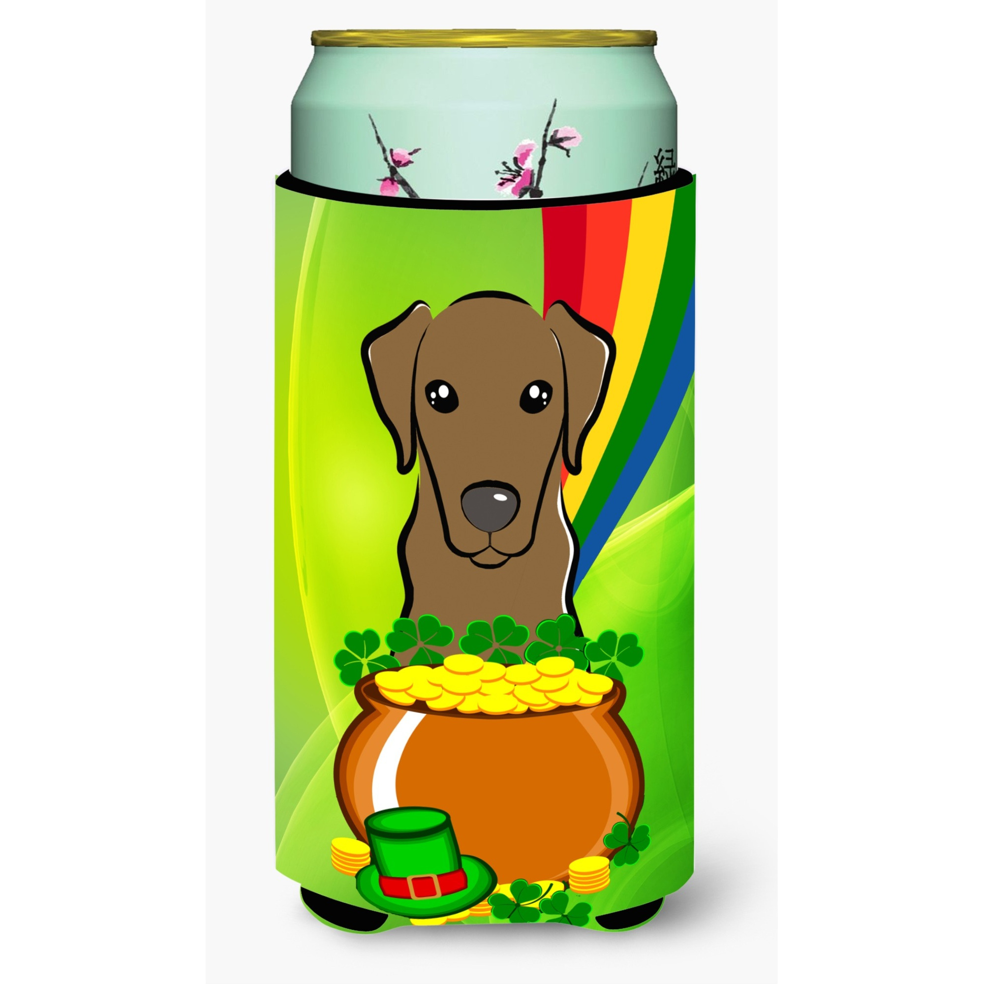 &quotCaroline's Treasures BB1978TBC "&quotChocolate Labrador St. Patrick's Day"" Tall Boy Hugger Koozie, Multicolor"