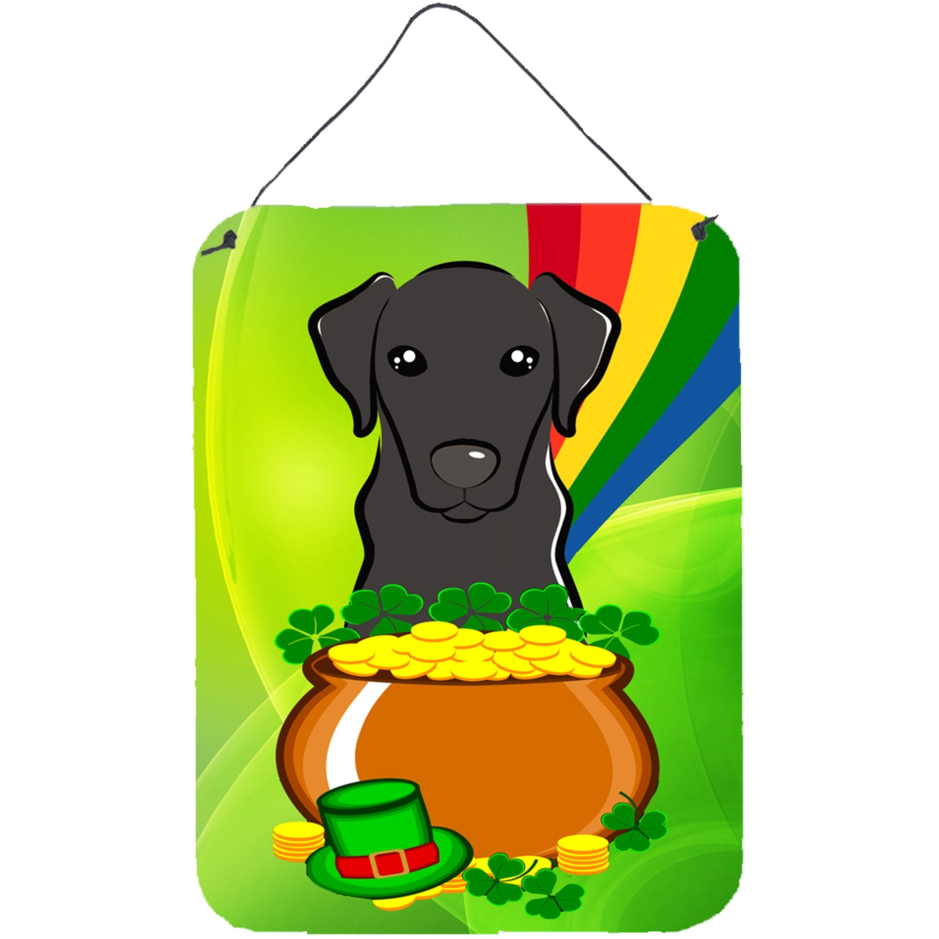 &quotCaroline's Treasures Black Labrador St. Patrick's Day Wall or Door Hanging Prints BB1979DS1216, 16HX12W, Multicolor"