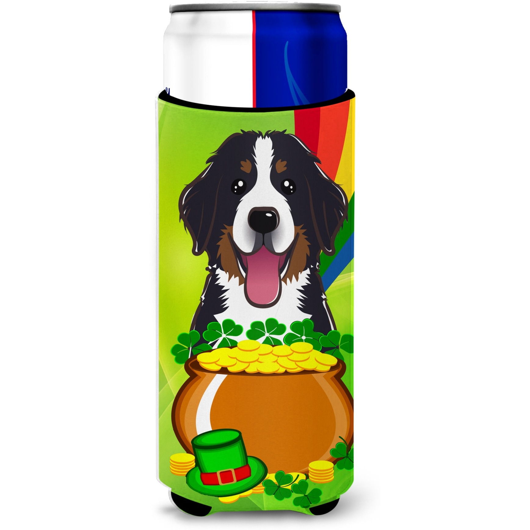 &quotCaroline's Treasures BB1981MUK "&quotBernese Mountain Dog St. Patrick's Day Michelob Ultra Koozies for Slim Cans, Multicolor"