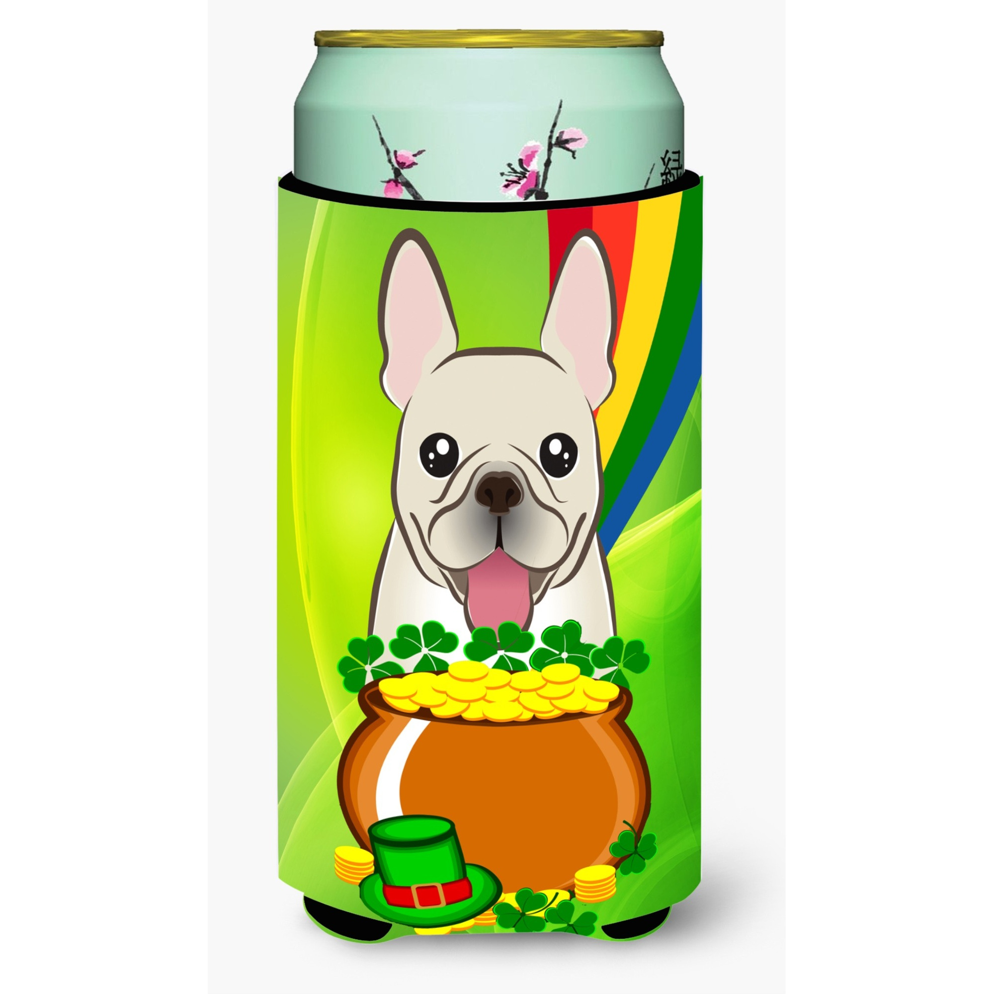 &quotCaroline's Treasures BB1982TBC "&quotFrench Bulldog St. Patrick's Day"" Tall Boy Hugger Koozie, Multicolor"