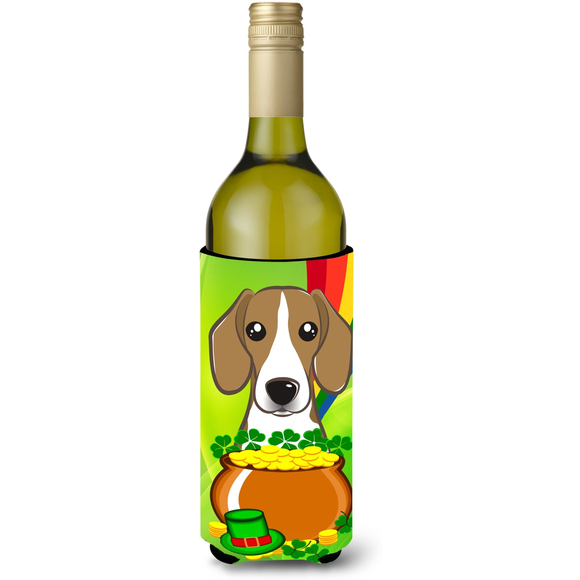 &quotCaroline's Treasures BB1983LITERK "&quotBeagle St. Patrick's Day"" Wine Bottle Hugger Koozie, 750ml, Multicolor"