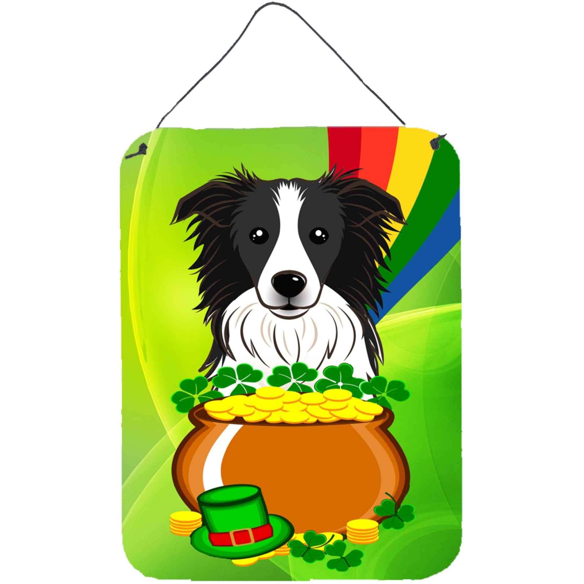 &quotCaroline's Treasures Border Collie St. Patrick's Day Wall or Door Hanging Prints BB1985DS1216, 16HX12W, Multicolor"
