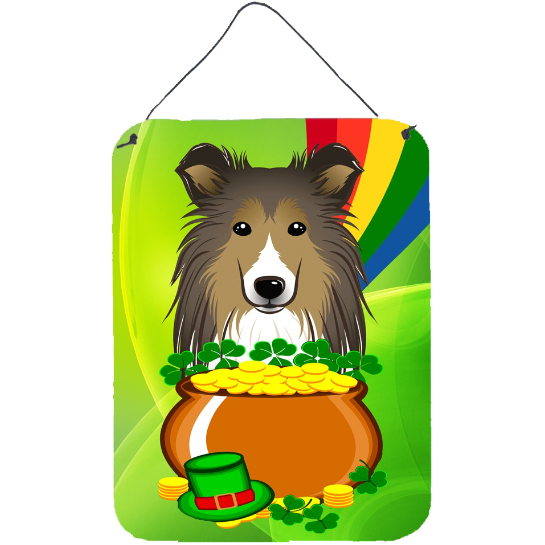 &quotCaroline's Treasures Sheltie St. Patrick's Day Wall or Door Hanging Prints BB1986DS1216, 16HX12W, Multicolor"