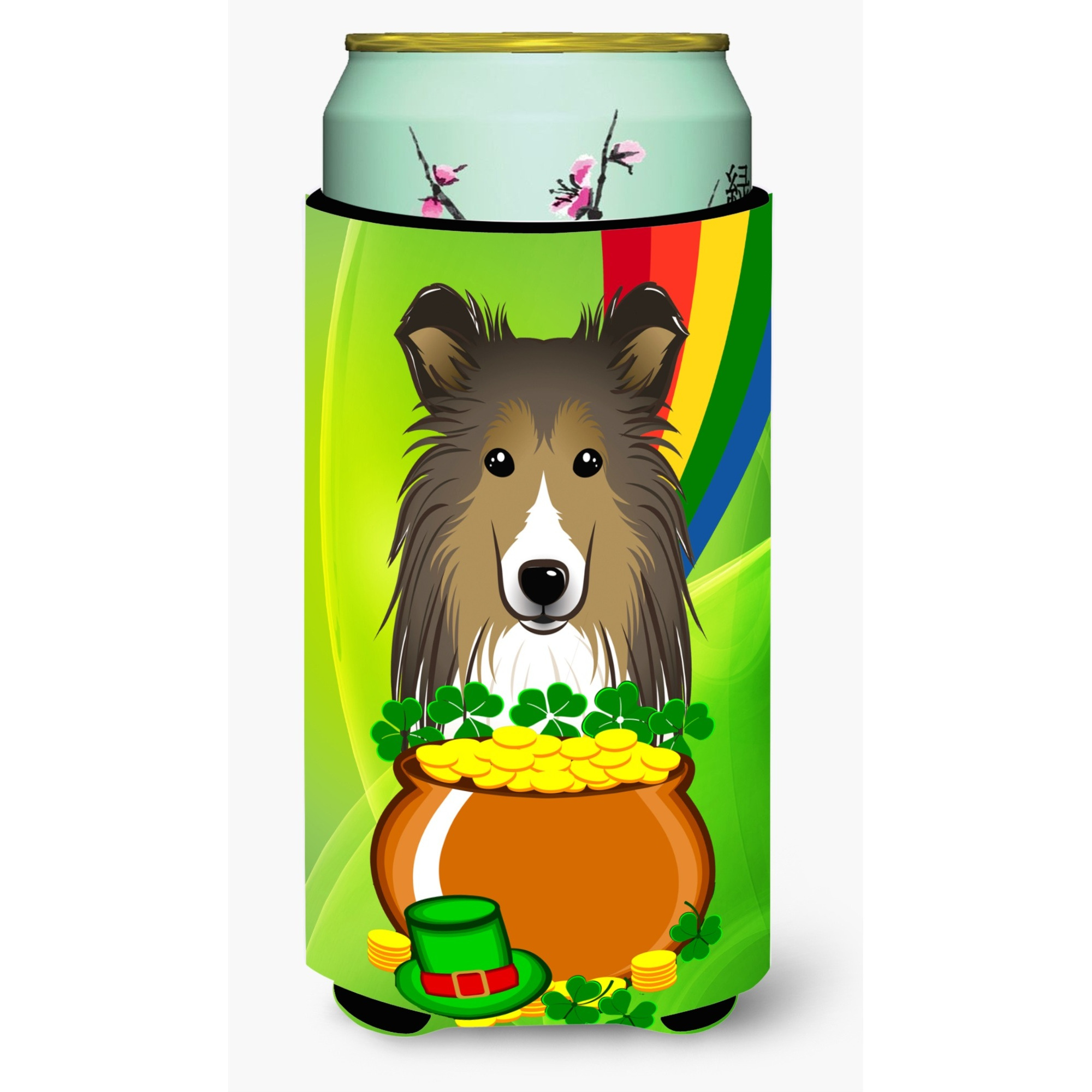 &quotCaroline's Treasures BB1986TBC "&quotSheltie St. Patrick's Day"" Tall Boy Hugger Koozie, Multicolor"