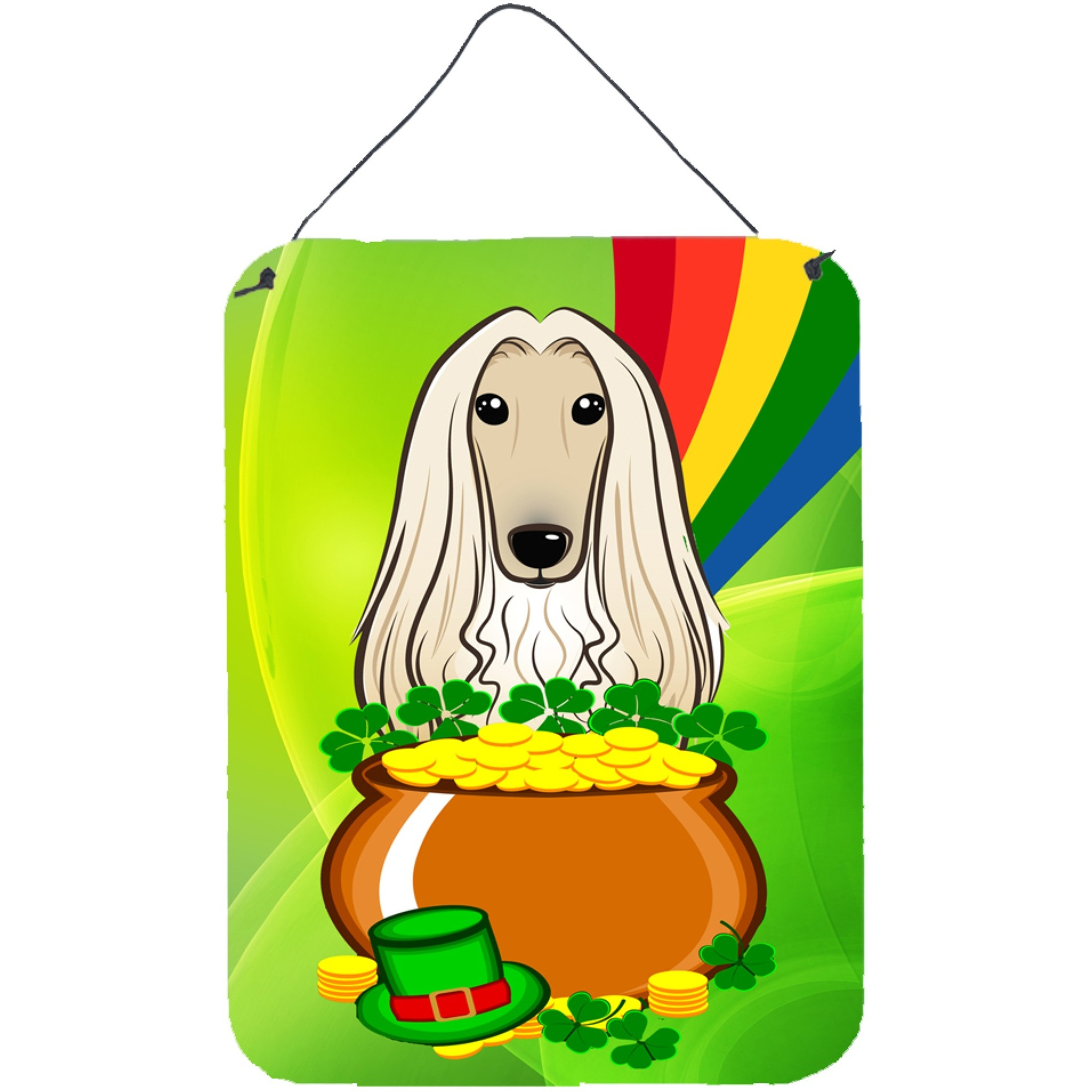&quotCaroline's Treasures Afghan Hound St. Patrick's Day Wall or Door Hanging Prints BB1988DS1216, 16HX12W, Multicolor"