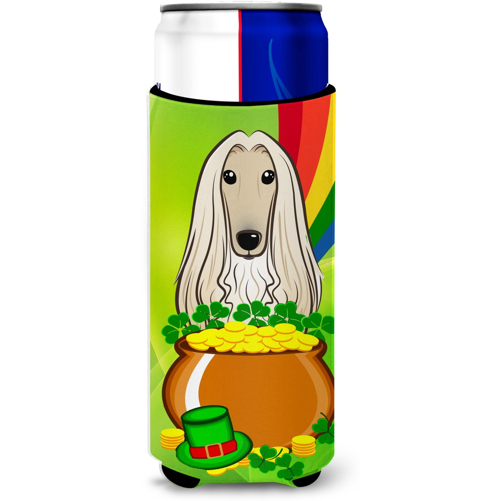 &quotCaroline's Treasures BB1988MUK "&quotAfghan Hound St. Patrick's Day Michelob Ultra Koozies for Slim Cans, Multicolor"