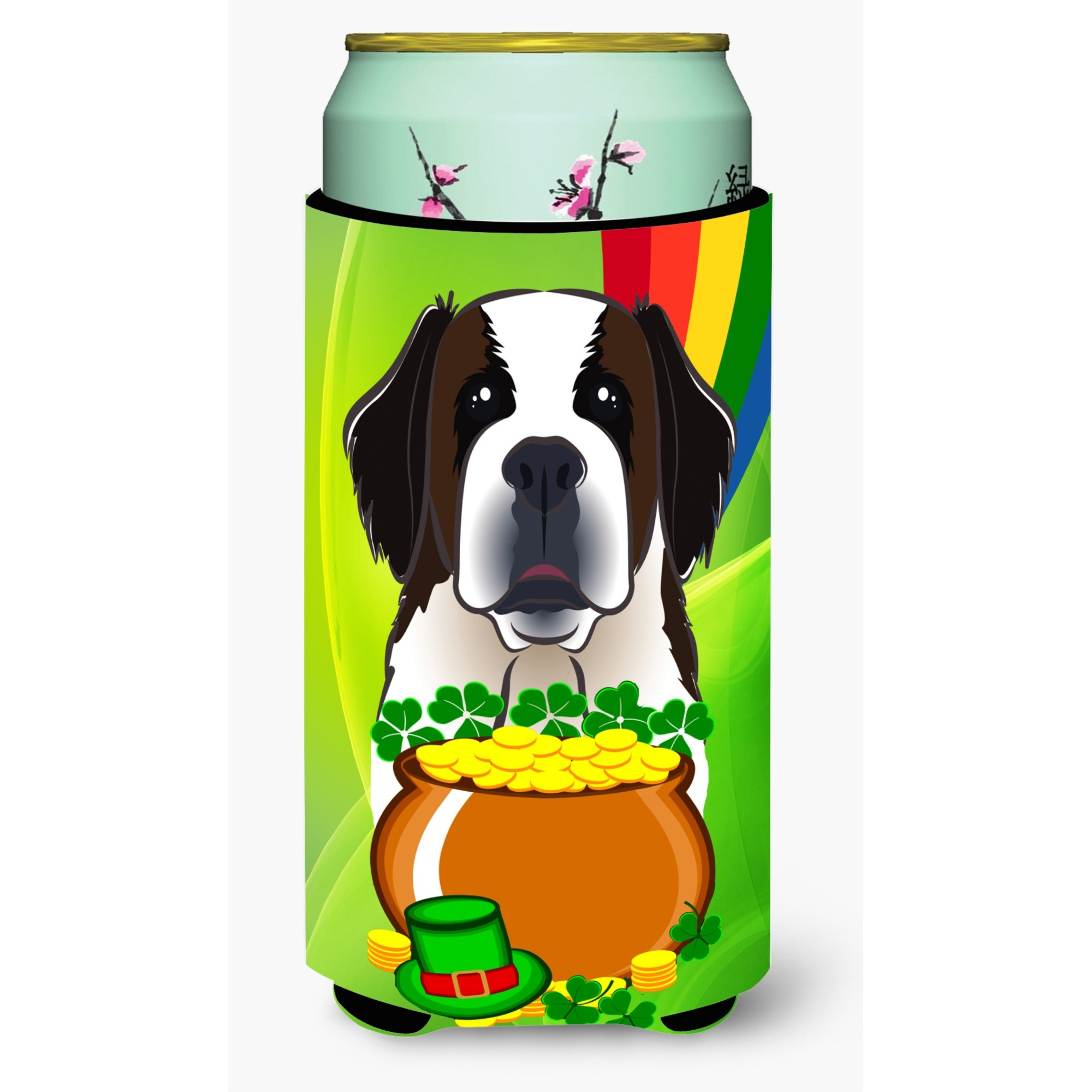 &quotCaroline's Treasures BB1990TBC "&quotSaint Bernard St. Patrick's Day"" Tall Boy Hugger Koozie, Multicolor"