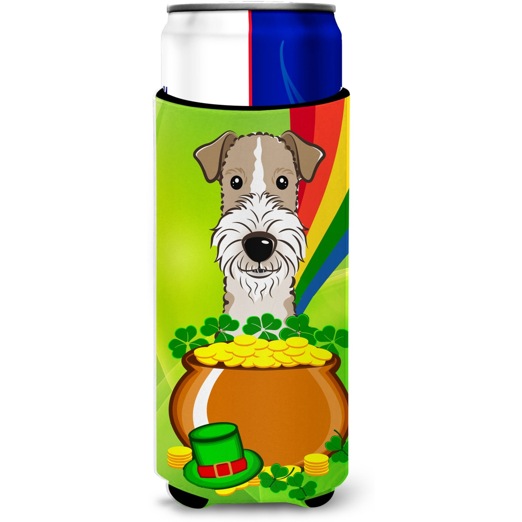 &quotCaroline's Treasures BB1991MUK "&quotWire Haired Fox Terrier St. Patrick's Day Michelob Ultra Koozies for Slim Cans, Multicolor"