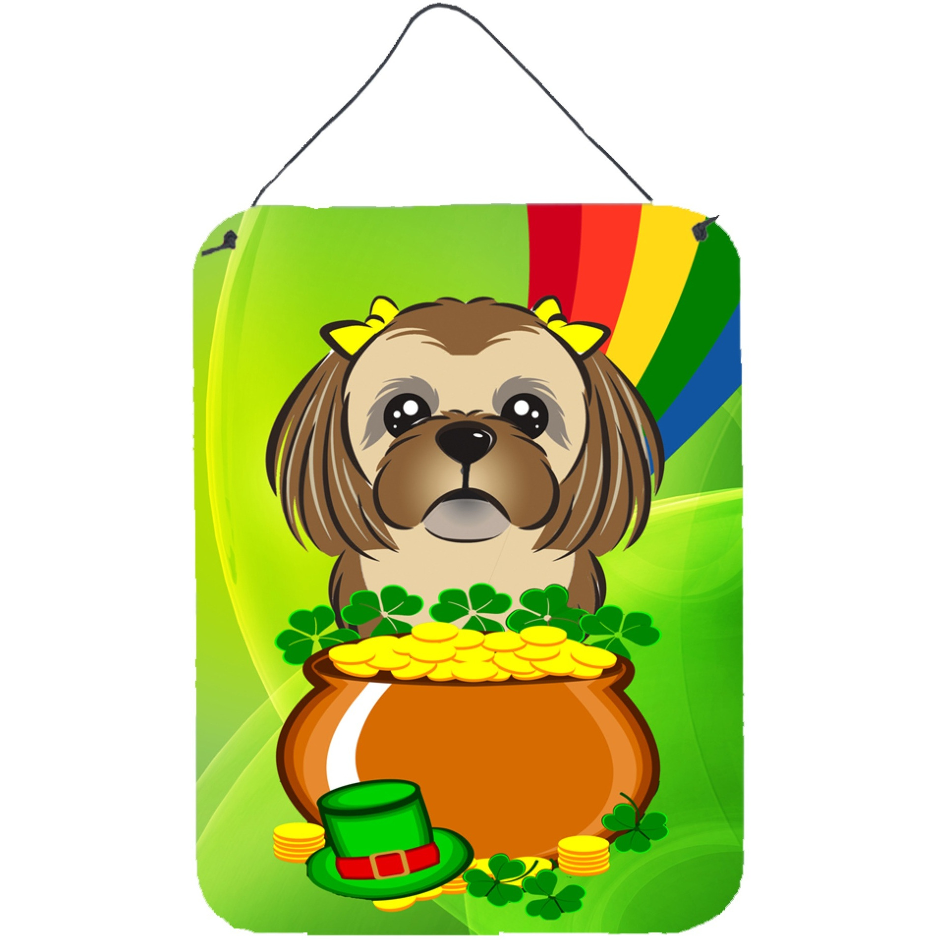 &quotCaroline's Treasures Chocolate Brown Shih Tzu St. Patrick's Day Wall or Door Hanging Prints BB1993DS1216, 16HX12W, Multicolor"
