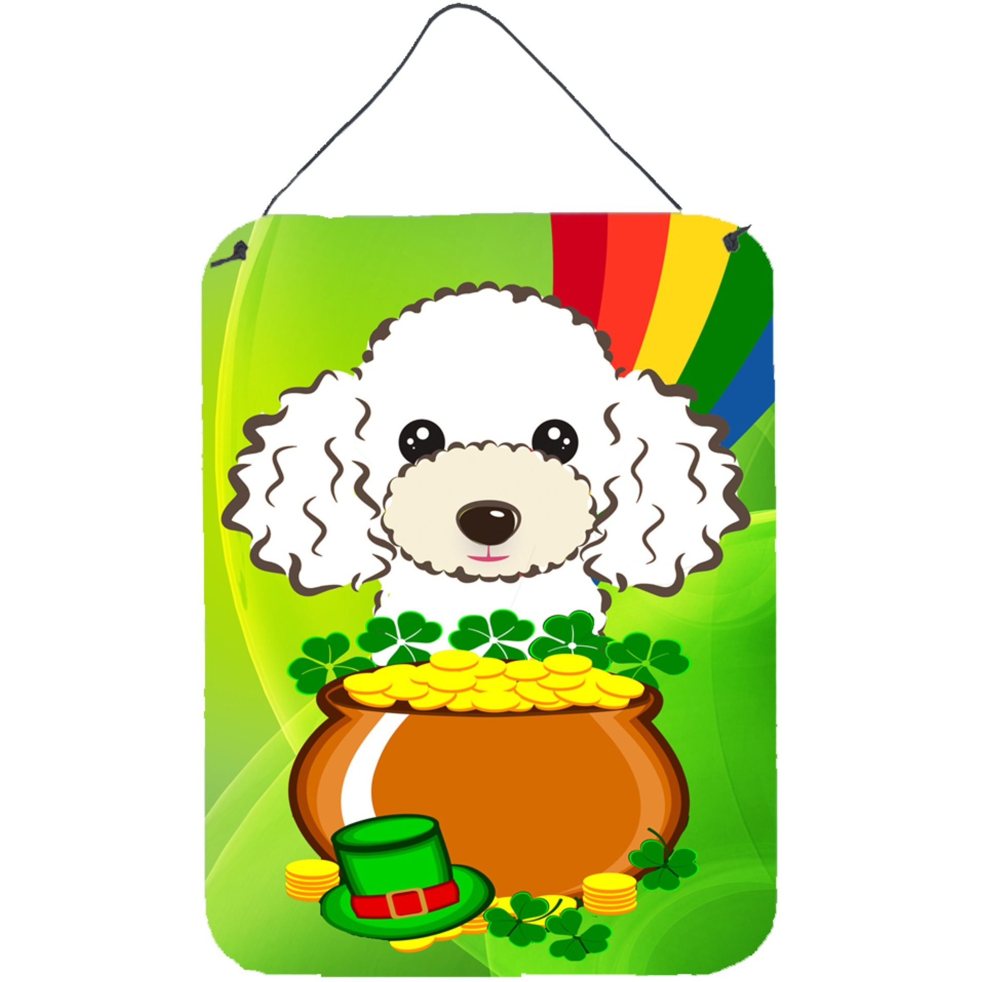 &quotCaroline's Treasures White Poodle St. Patrick's Day Wall or Door Hanging Prints BB2001DS1216, 16"&quotH x 12"&quotW, Multicolor"