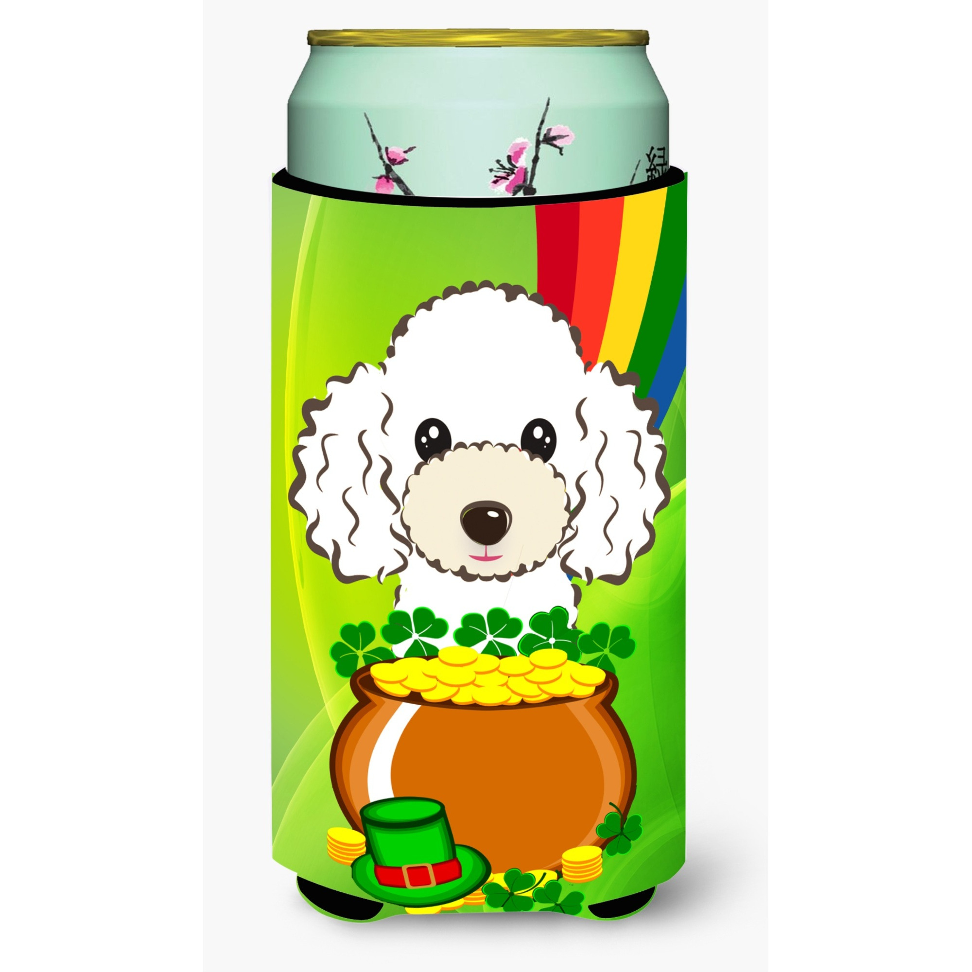 &quotCaroline's Treasures BB2001TBC "&quotWhite Poodle St. Patrick's Day"" Tall Boy Hugger Koozie, Multicolor"