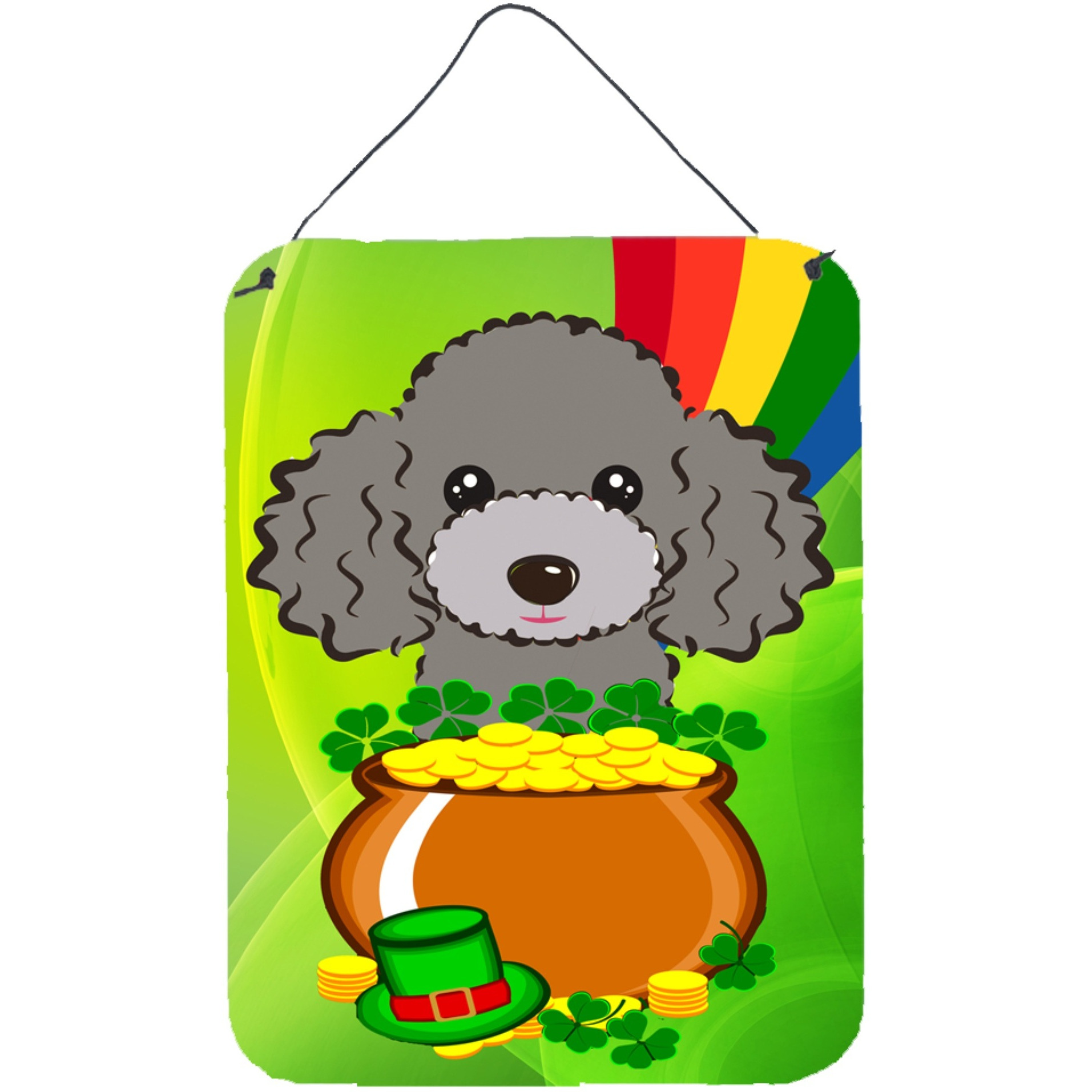 &quotCaroline's Treasures Silver Gray Poodle St. Patrick's Day Wall or Door Hanging Prints BB2003DS1216, 16HX12W, Multicolor"