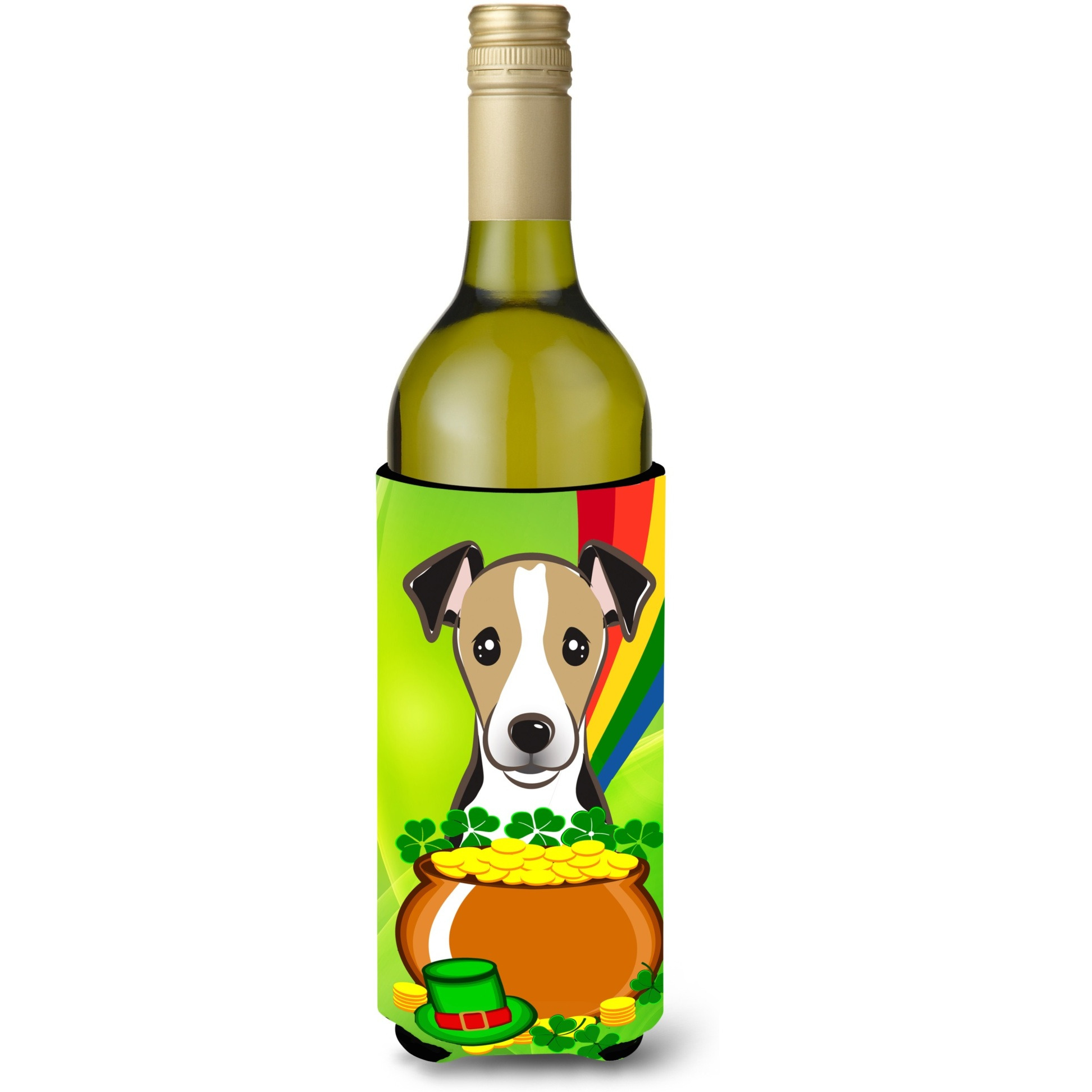 &quotCaroline's Treasures BB2005LITERK "&quotJack Russell Terrier St. Patrick's Day"" Wine Bottle Hugger Koozie, 750ml, Multicolor"