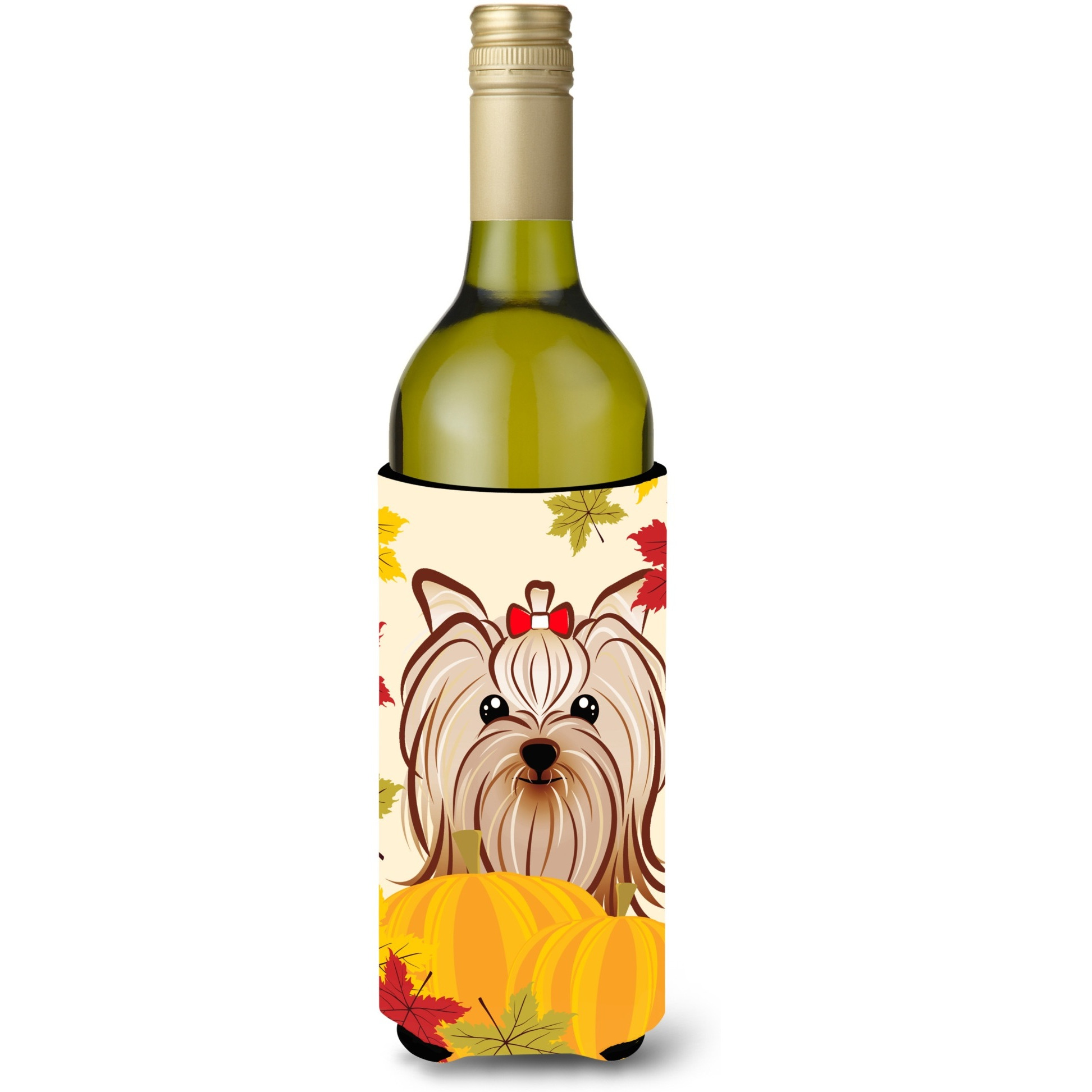 &quotCaroline's Treasures BB2010LITERK "&quotYorkie Yorkshire Terrier Thanksgiving"" Wine Bottle Hugger Koozie, 750ml, Multicolor"