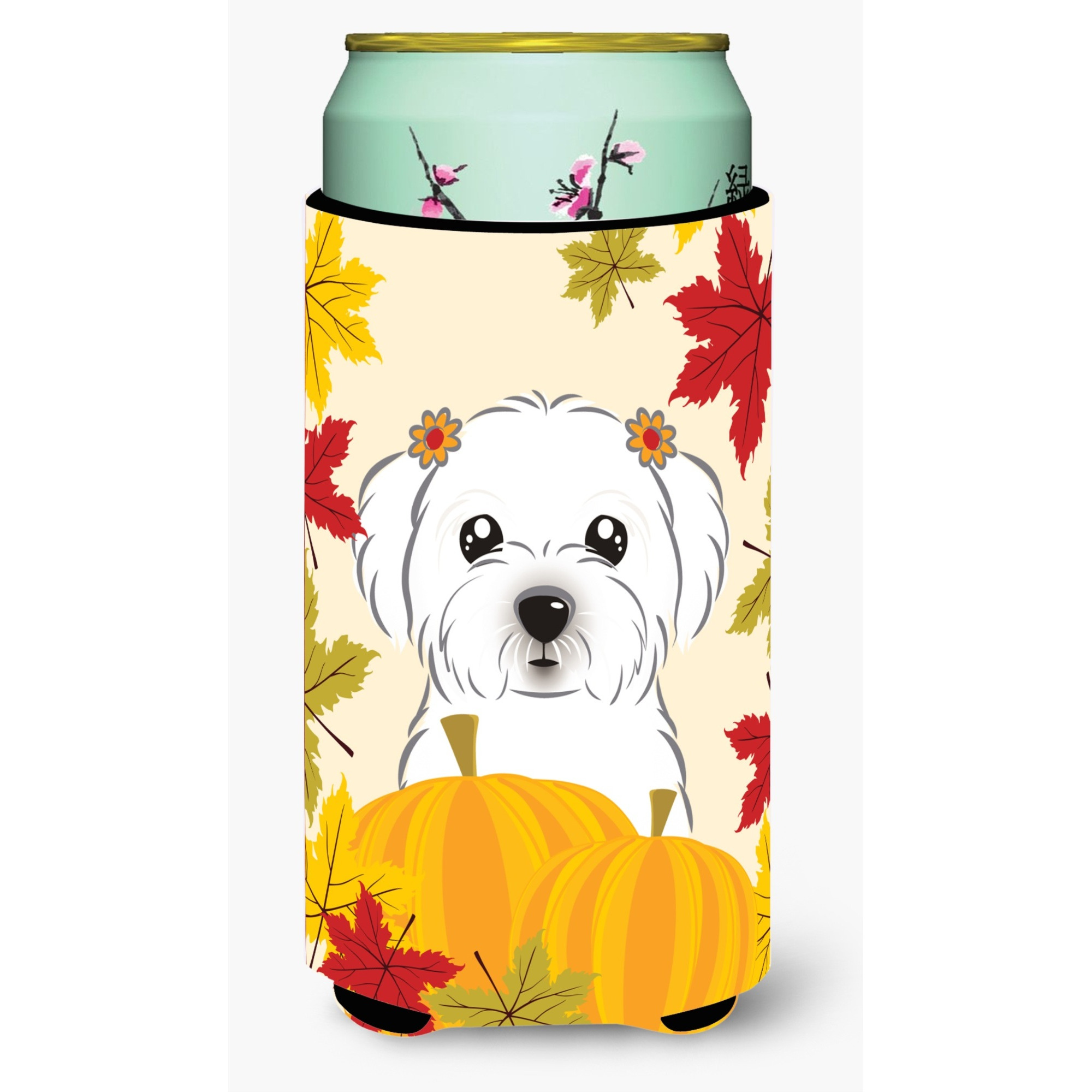 &quotCaroline's Treasures BB2014TBC "&quotMaltese Thanksgiving"" Tall Boy Hugger Koozie, Multicolor"