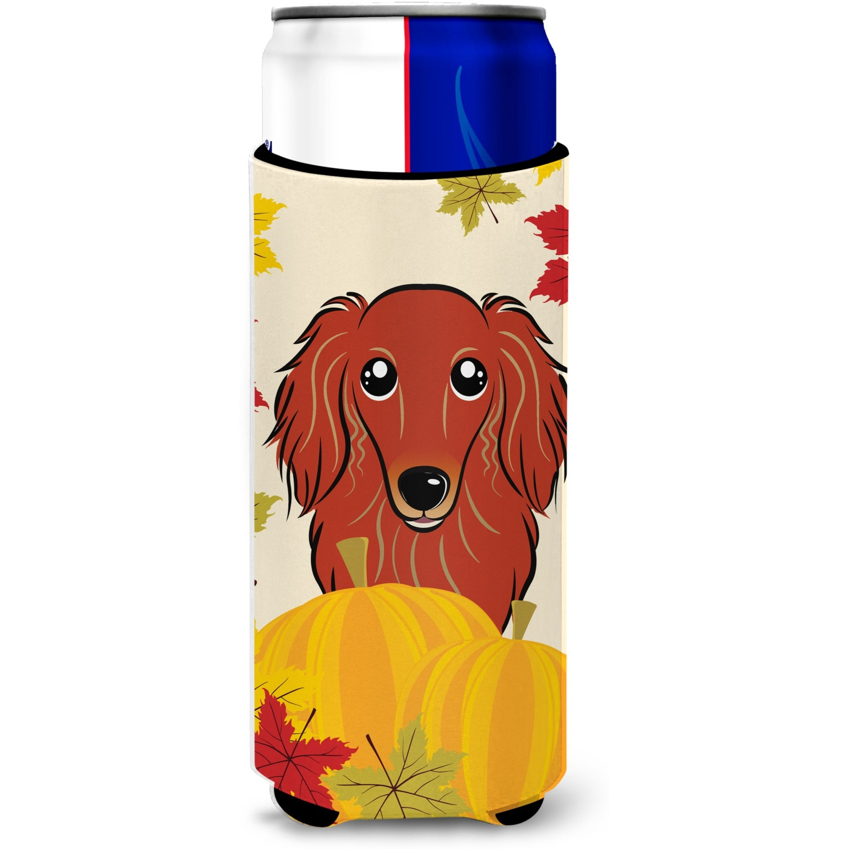 &quotCaroline's Treasures BB2020MUK "&quotLonghair Red Dachshund Thanksgiving Michelob Ultra Koozies for Slim Cans, Multicolor"