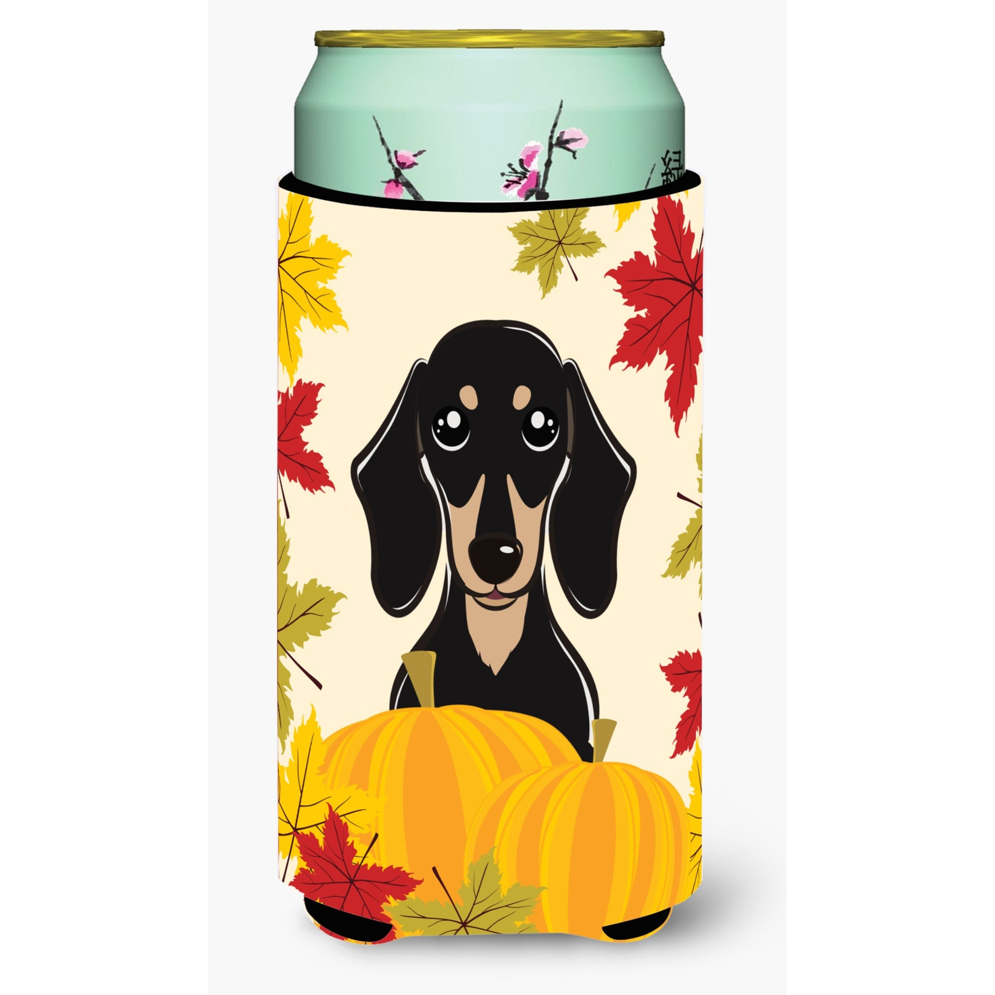 &quotCaroline's Treasures BB2021TBC "&quotSmooth Black and Tan Dachshund Thanksgiving"" Tall Boy Hugger Koozie, Multicolor"
