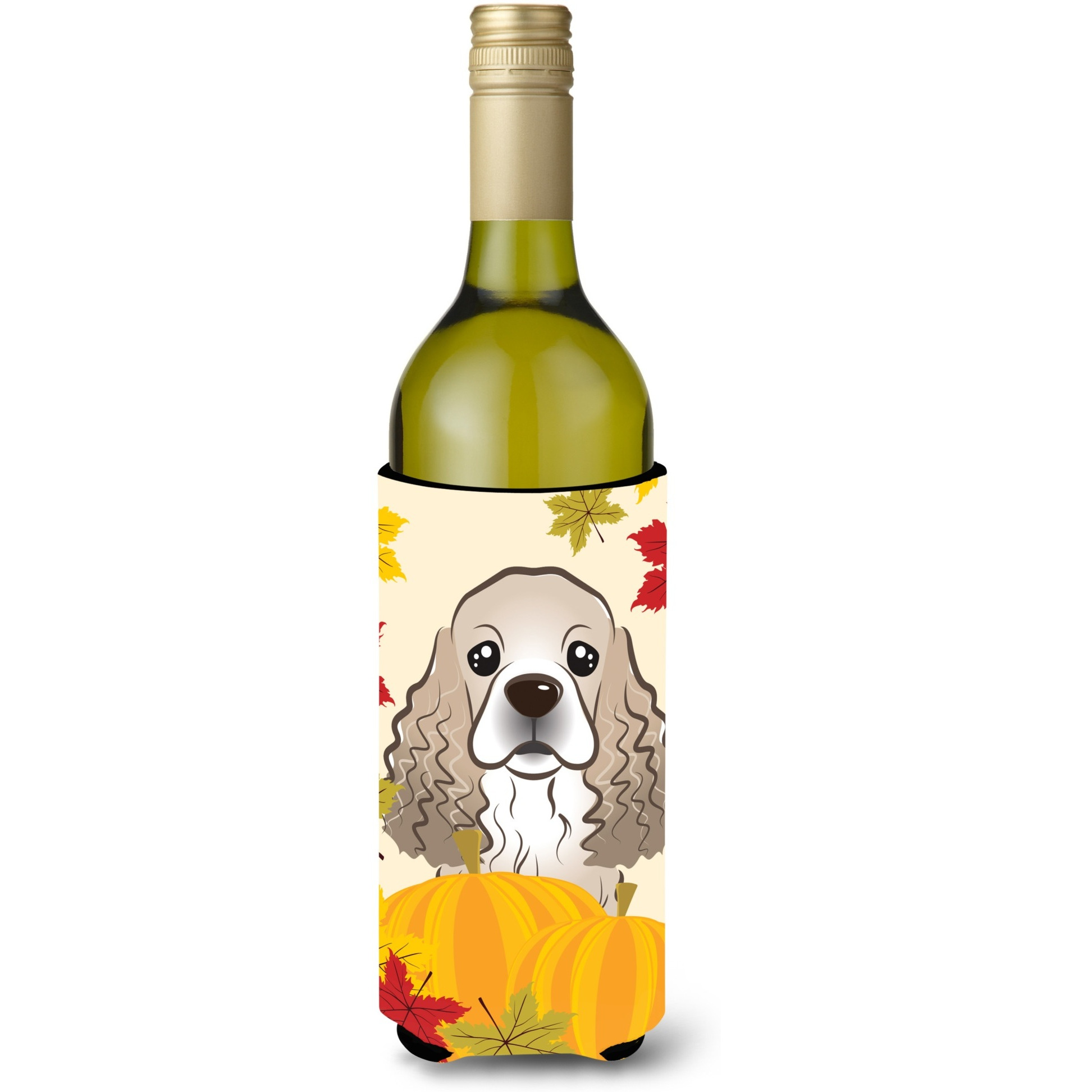 &quotCaroline's Treasures BB2022LITERK "&quotCocker Spaniel Thanksgiving"" Wine Bottle Hugger Koozie, 750ml, Multicolor"
