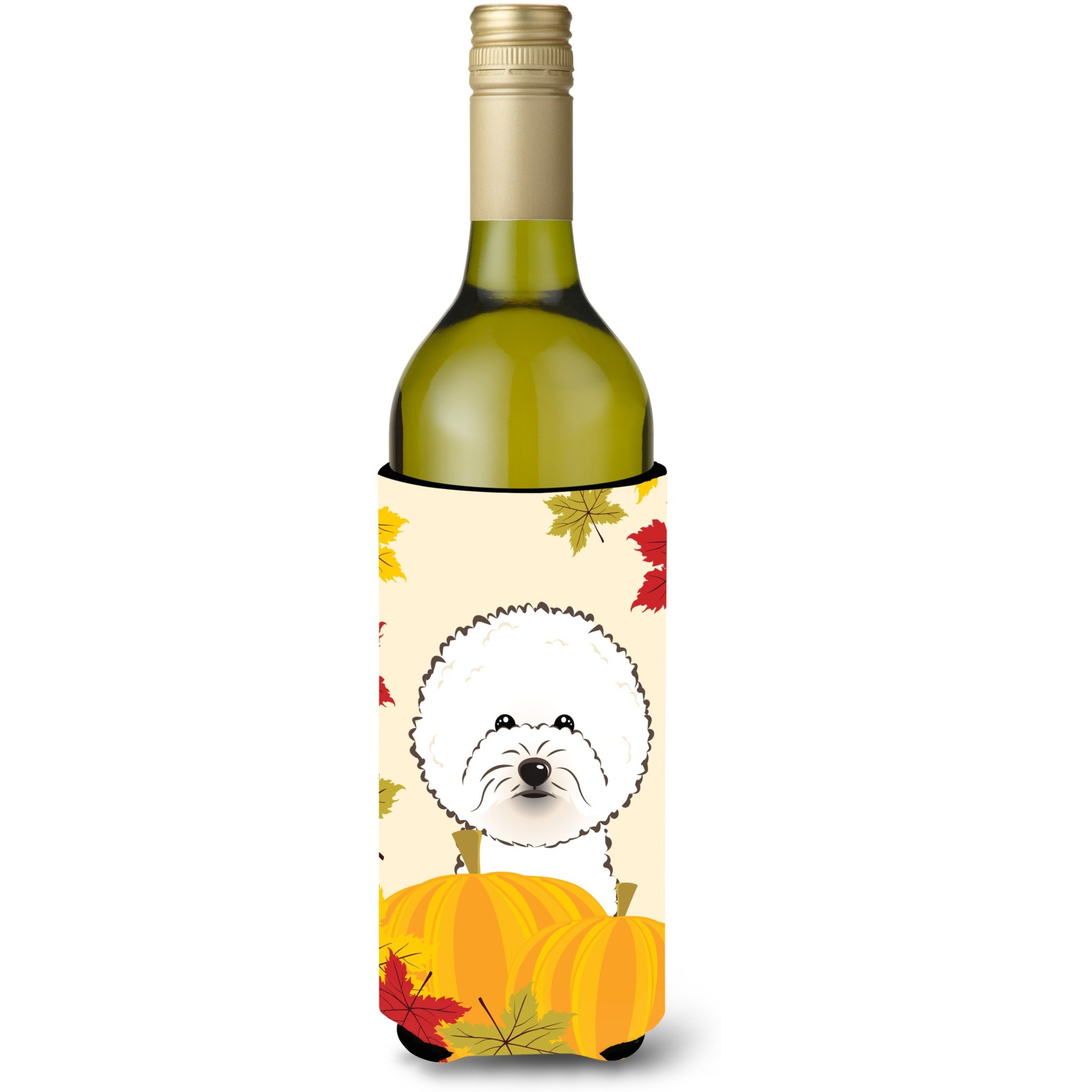 &quotCaroline's Treasures BB2023LITERK "&quotBichon Frise Thanksgiving"" Wine Bottle Hugger Koozie, 750ml, Multicolor"
