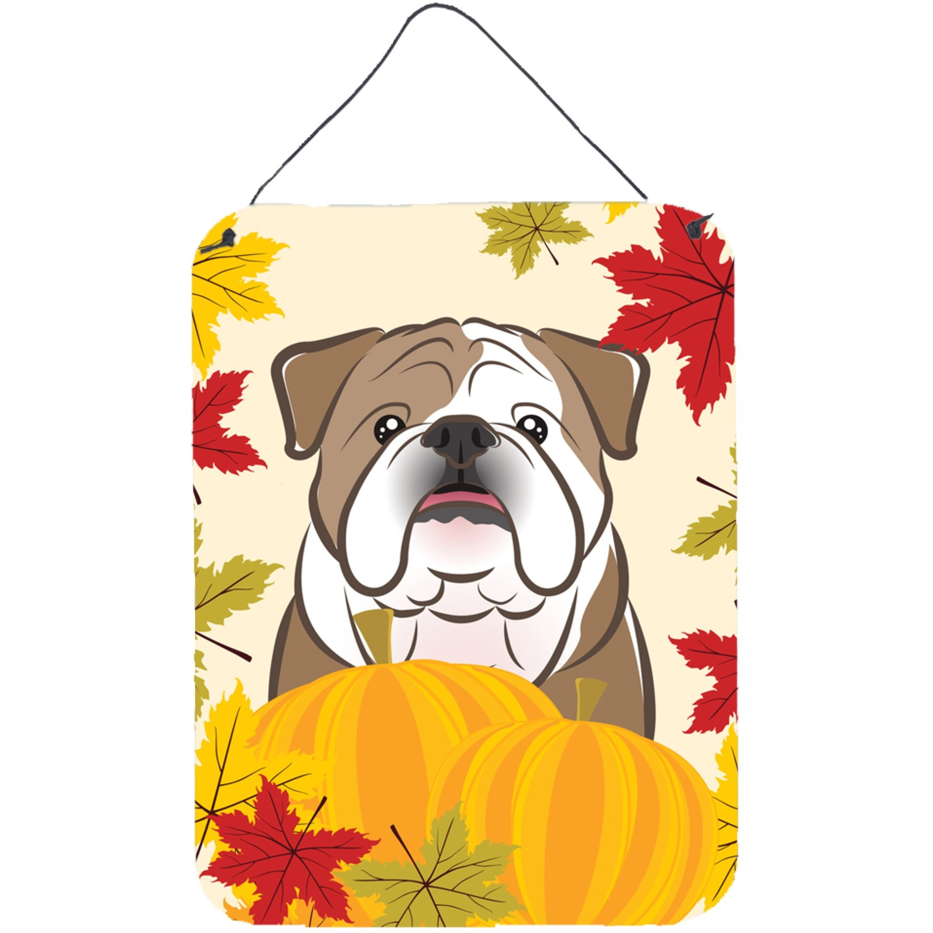 &quotCaroline's Treasures English Bulldog Thanksgiving Wall or Door Hanging Prints BB2025DS1216, 16HX12W, Multicolor"
