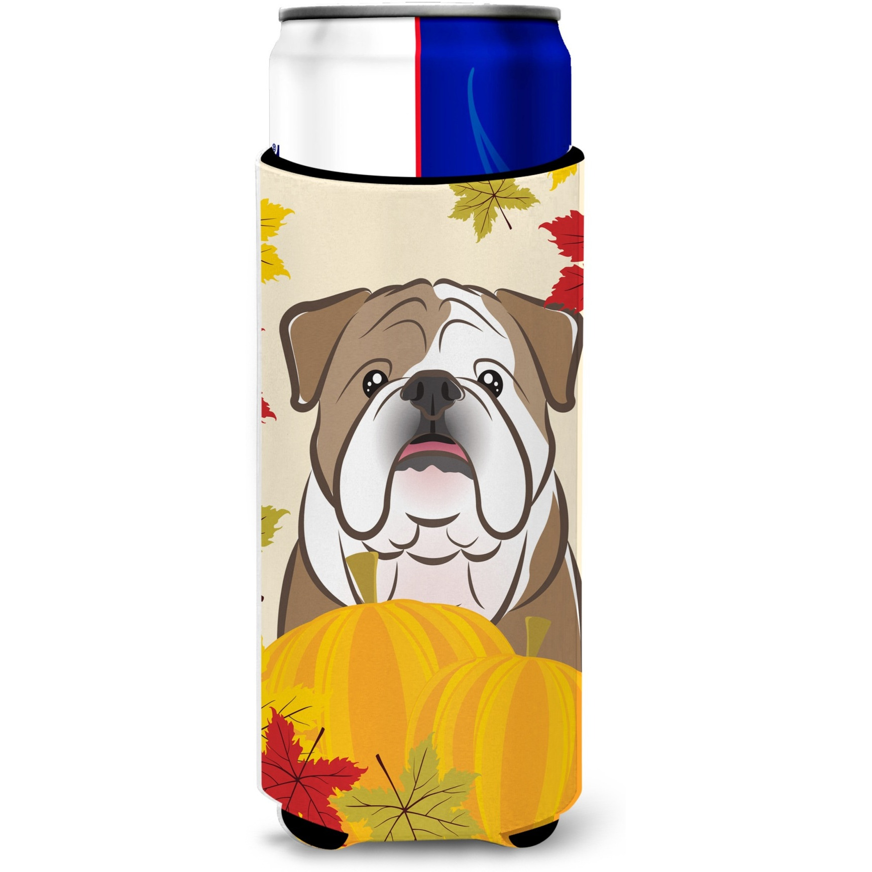 &quotCaroline's Treasures BB2025MUK "&quotEnglish Bulldog Thanksgiving Michelob Ultra Koozies for Slim Cans, Multicolor"
