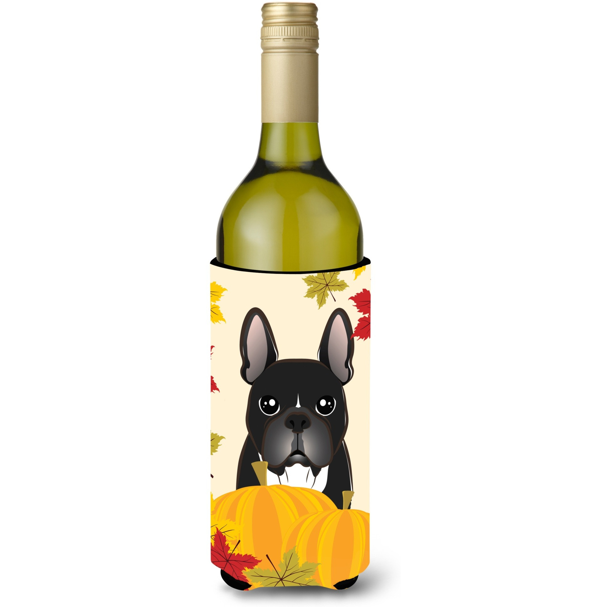 &quotCaroline's Treasures BB2033LITERK "&quotFrench Bulldog Thanksgiving"" Wine Bottle Hugger Koozie, 750ml, Multicolor"