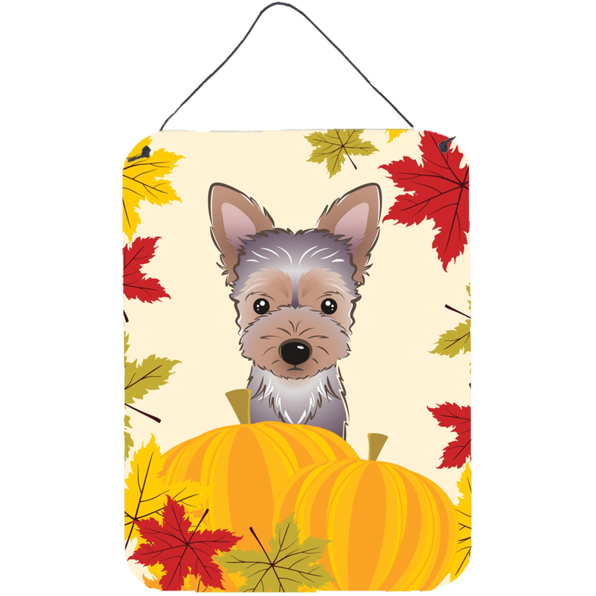 &quotCaroline's Treasures Yorkie Puppy Thanksgiving Wall or Door Hanging Prints BB2038DS1216, 16HX12W, Multicolor"